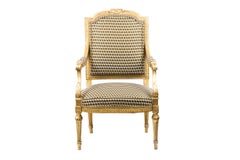 Pair of Louis XVI Style Armchairs in Giltwood, circa 1880