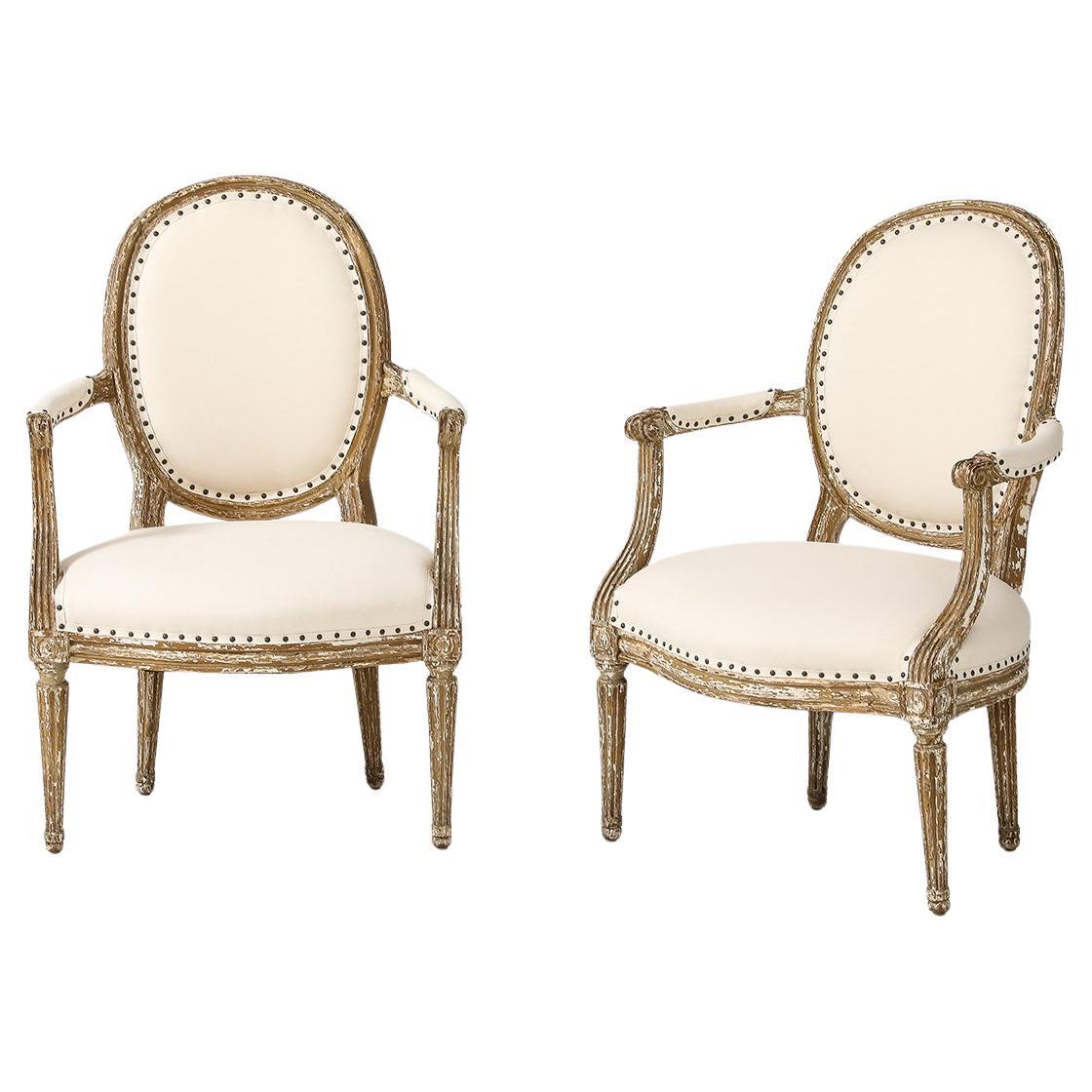 Pair of Louis XVI Style Armchairs, Late 19th Century