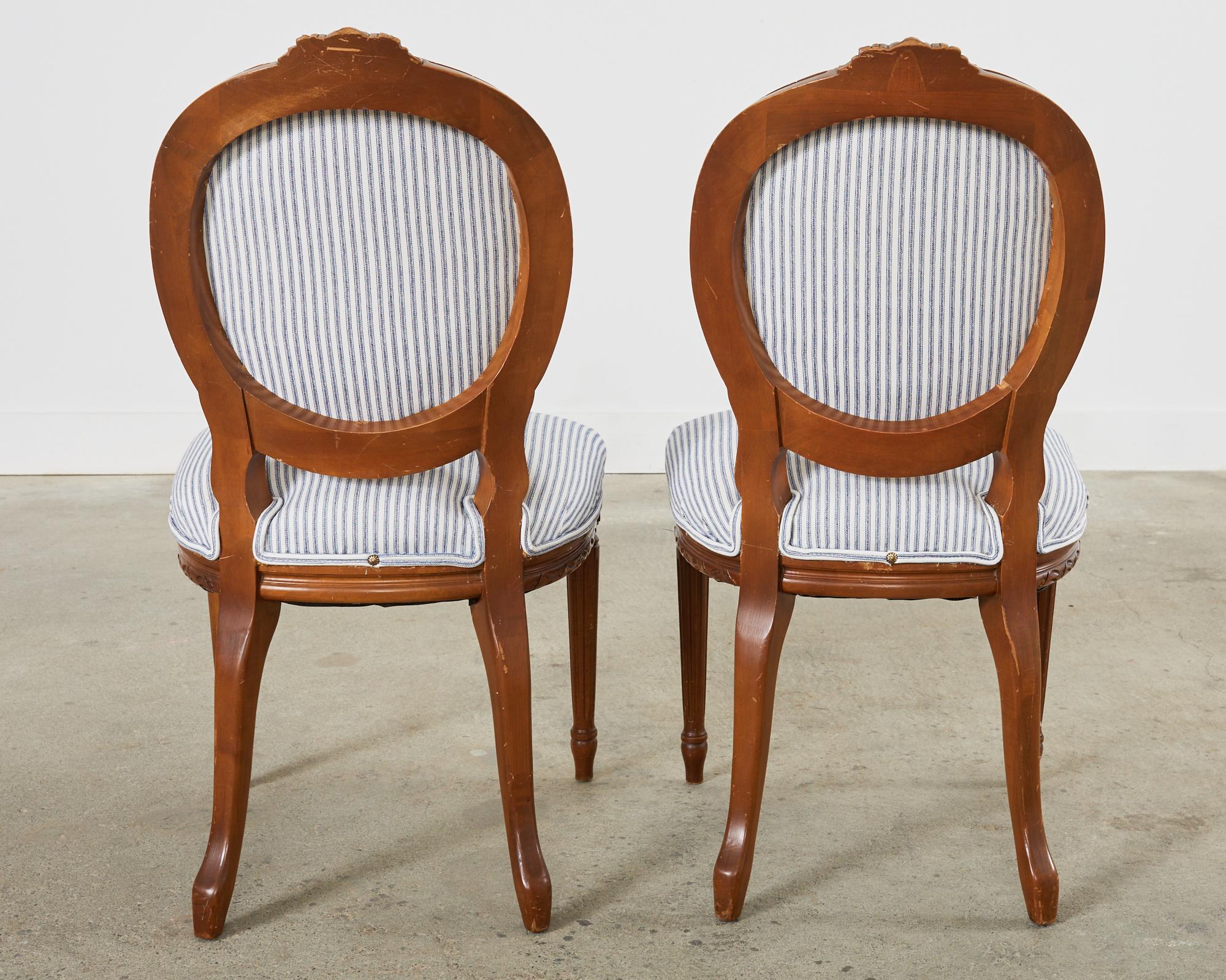 Pair of Louis XVI Style Balloon Back Dining Chairs 8