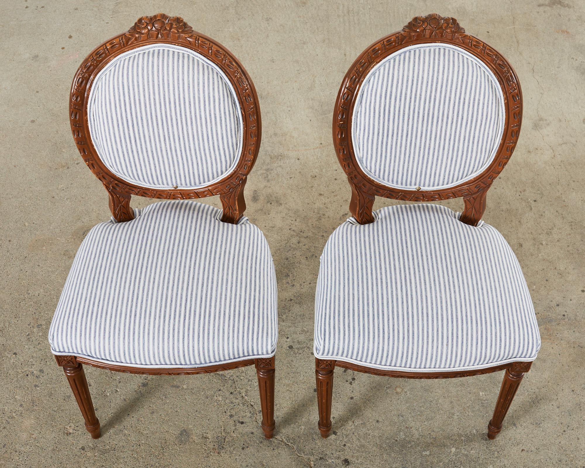 Louis Philippe Pair of Louis XVI Style Balloon Back Dining Chairs