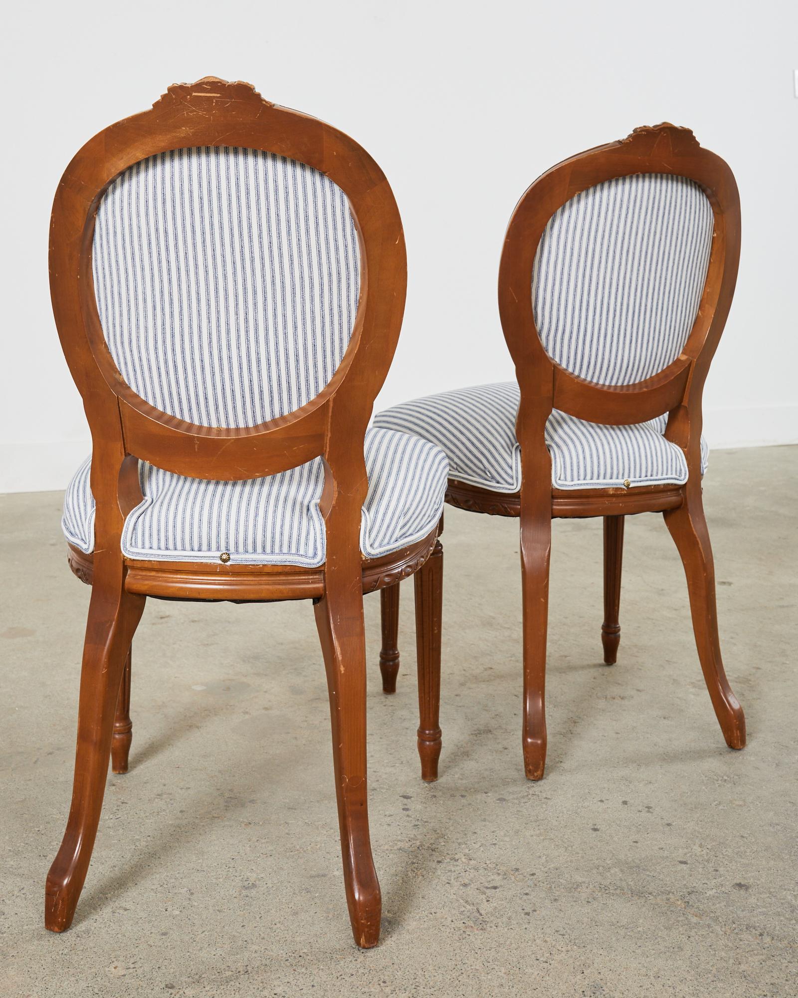 French Pair of Louis XVI Style Balloon Back Dining Chairs