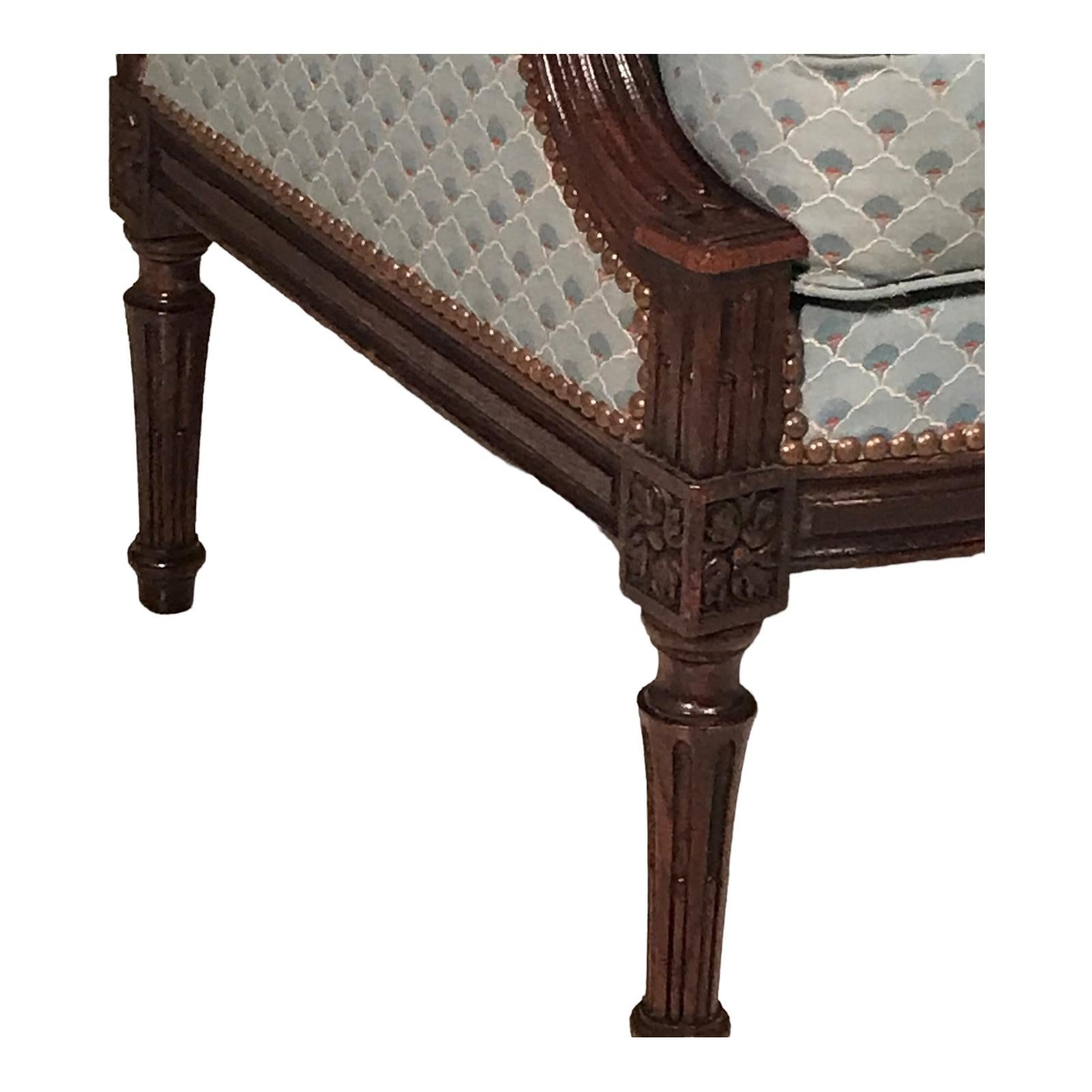 Français Paire de fauteuils Bergère de style Louis XVI, France 1860-80 en vente