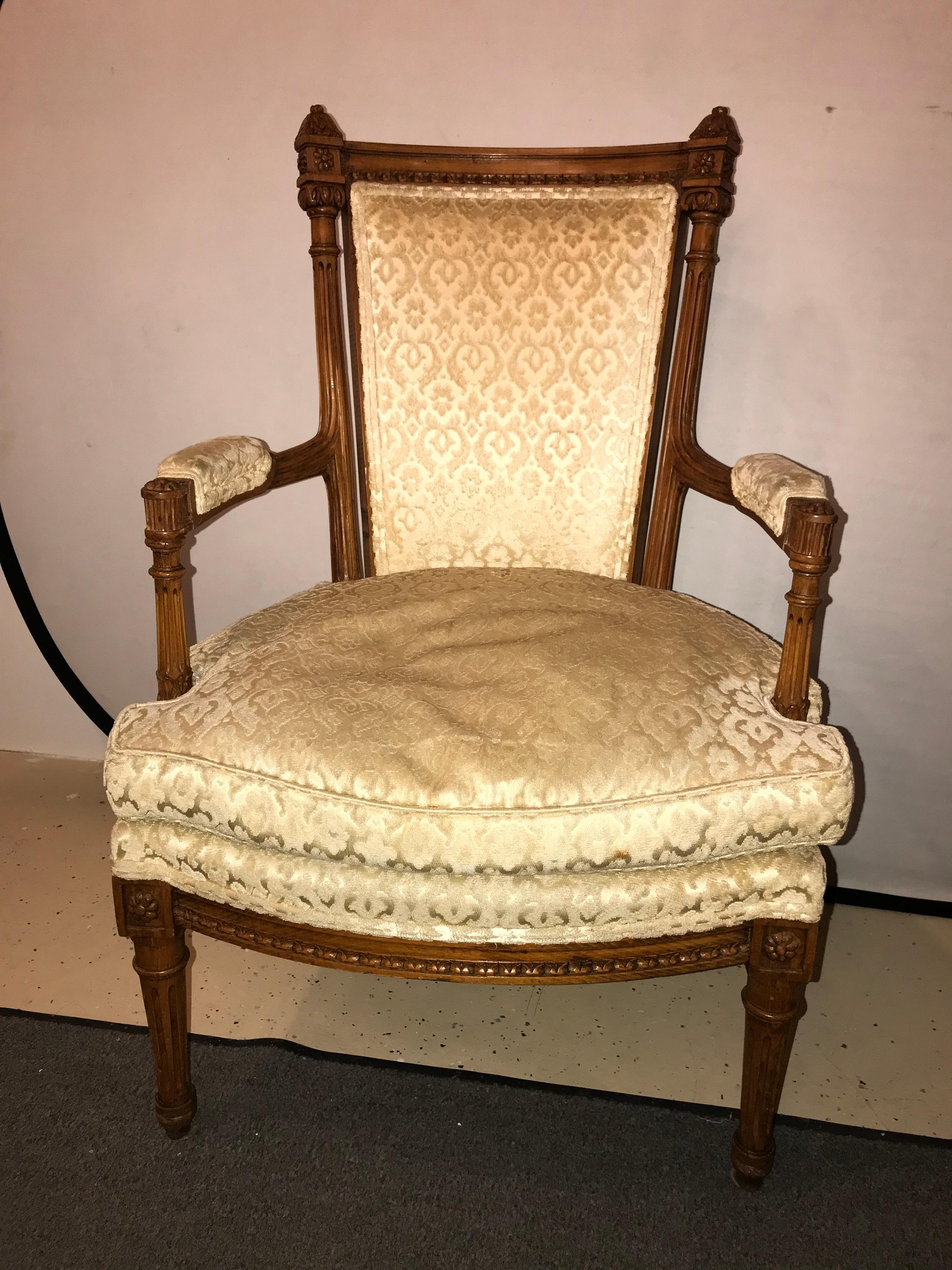 Pair of Louis XVI Style Bergere Chairs or Armchairs In Good Condition In Stamford, CT