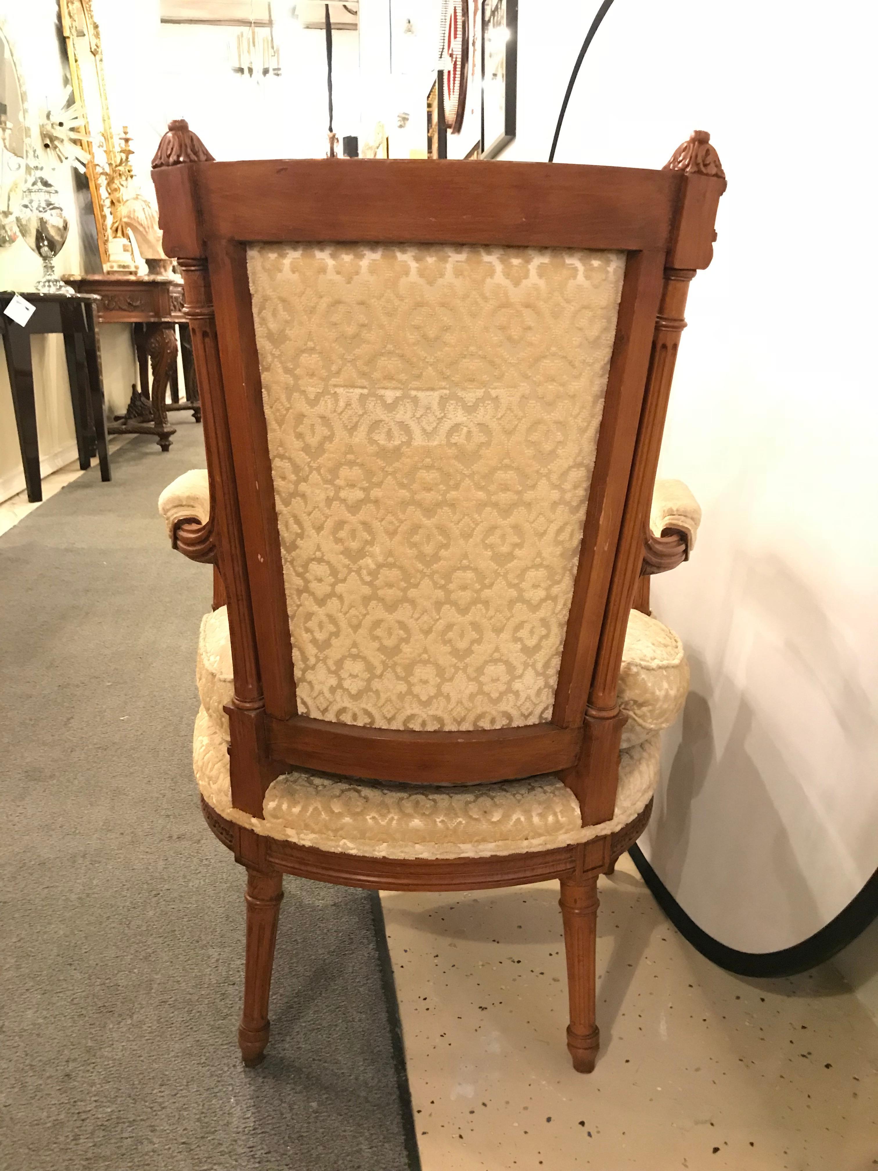 Pair of Louis XVI Style Bergere Chairs or Armchairs 1