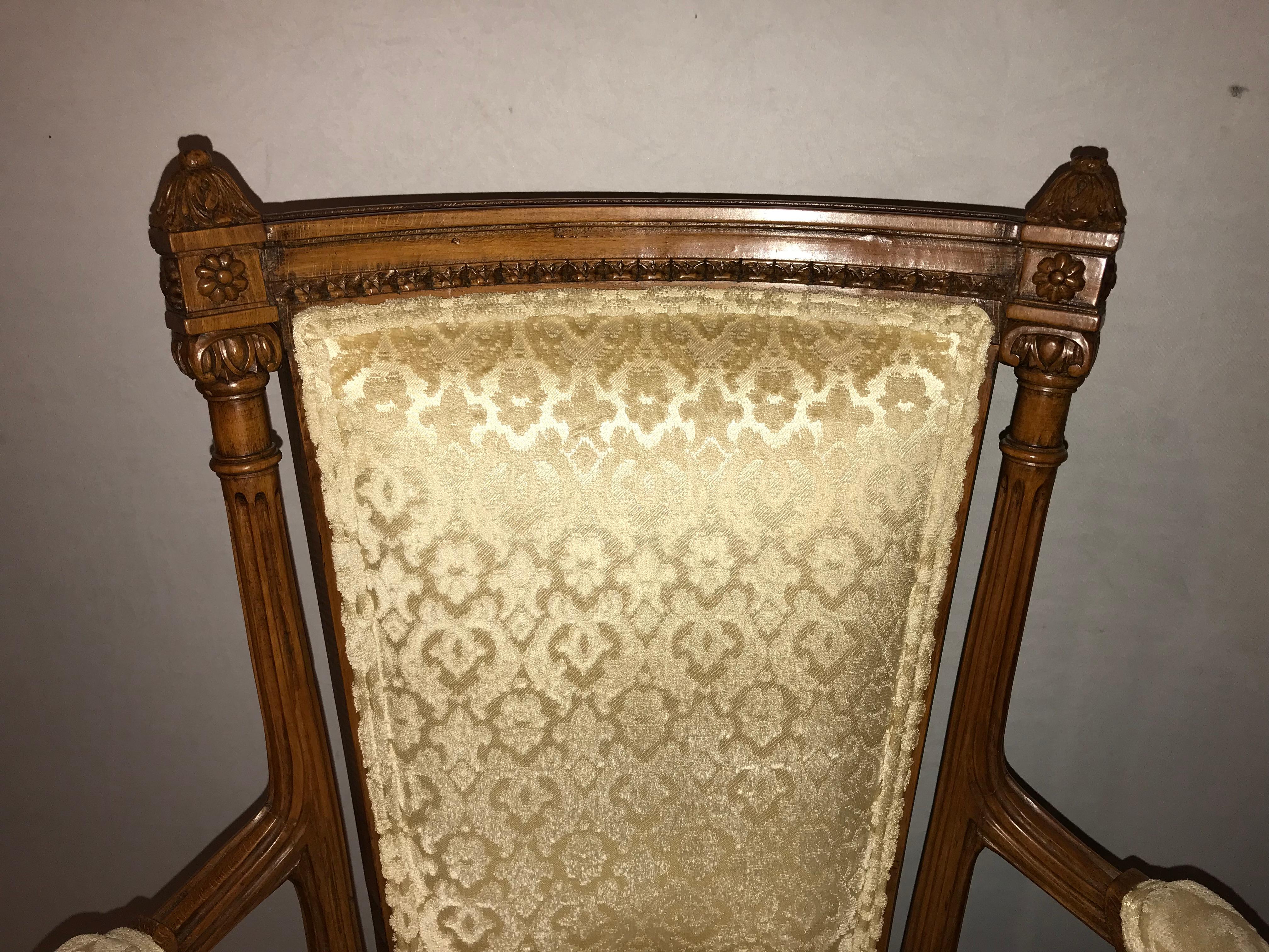 Pair of Louis XVI Style Bergere Chairs or Armchairs 1