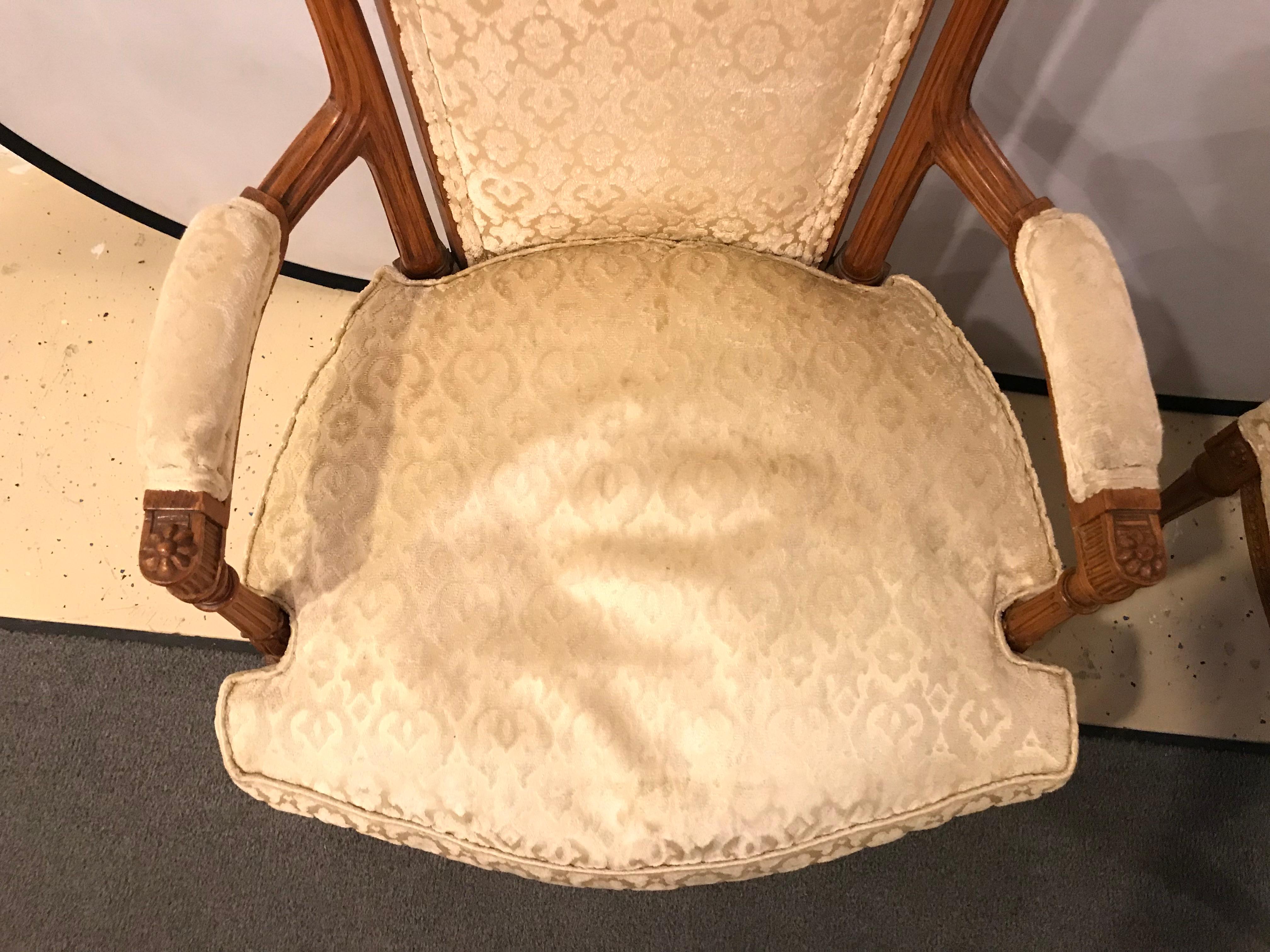 Pair of Louis XVI Style Bergere Chairs or Armchairs 3
