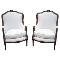 Pair of Louis XVI Style Bergeres