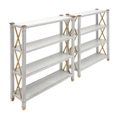 Pair of Louis XVI Style Bookcases, Antique, Painted, French 1880s