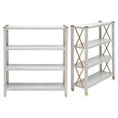 Pair of Louis XVI Style Bookcases, Antique, Painted, French 1880s