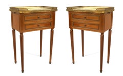 Pair of French Louis XVI Walnut and Brass End Tables