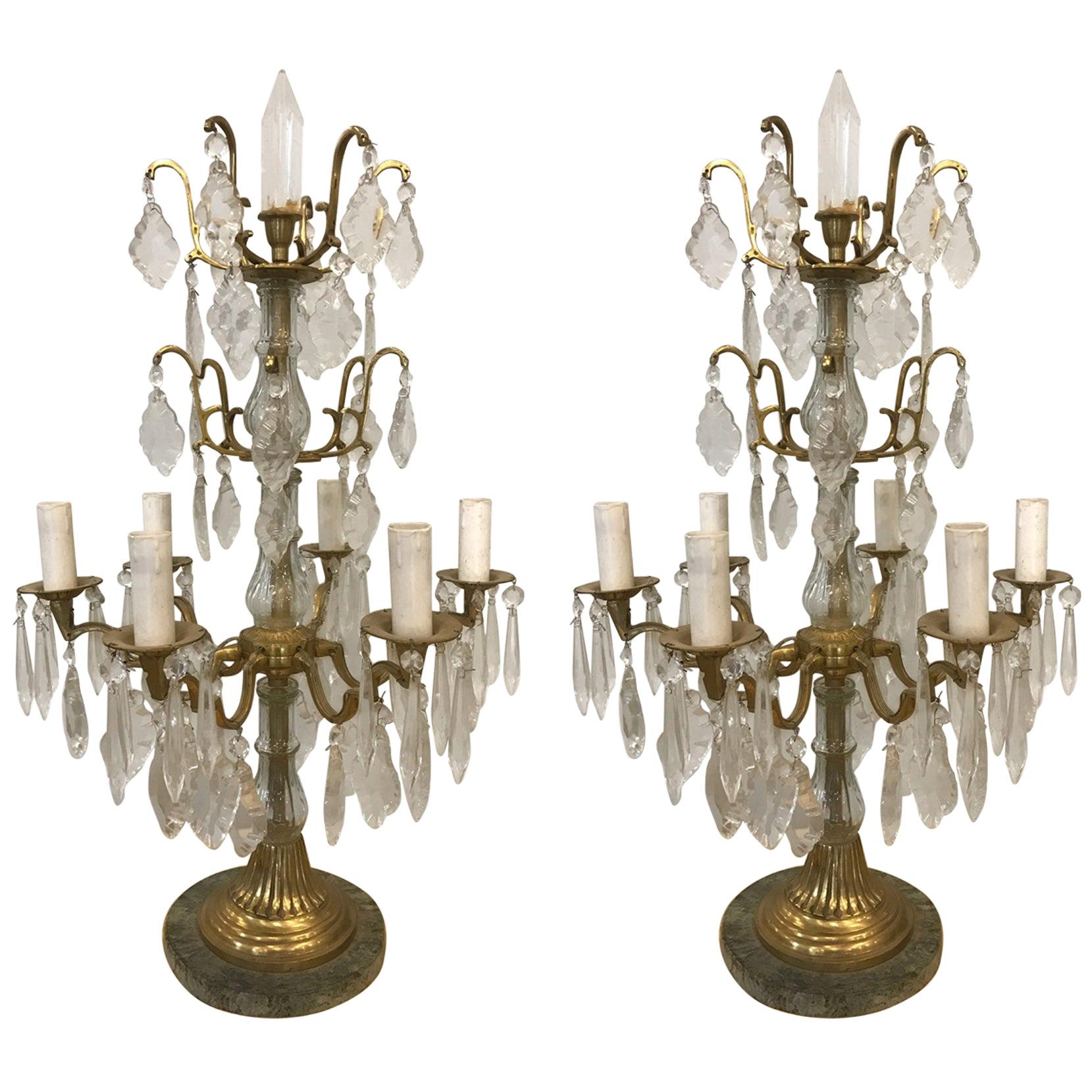 Pair of Louis XVI Style Bronze Candelabras