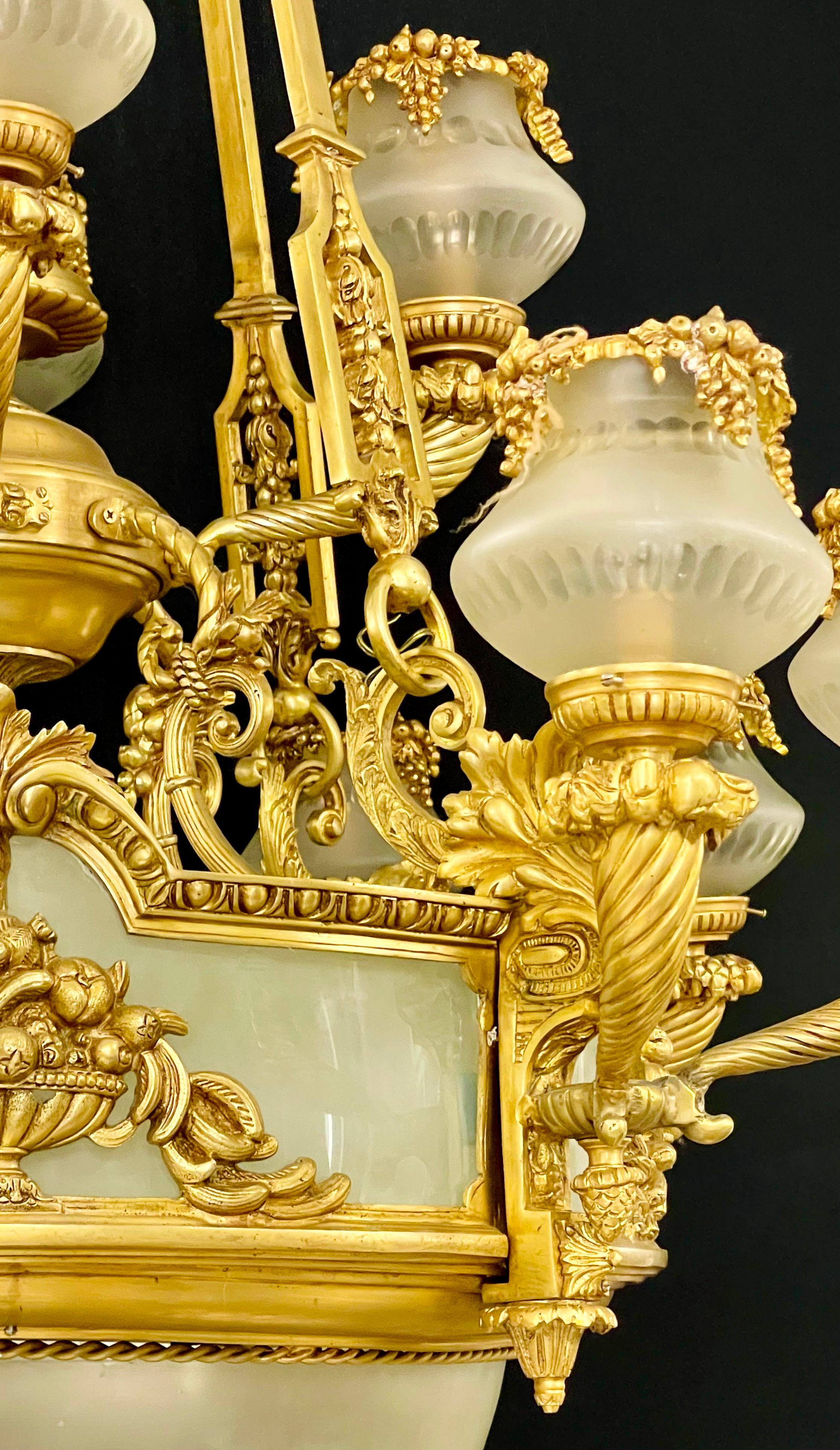 Pair of Louis XVI Style Bronze Chandeliers For Sale 8