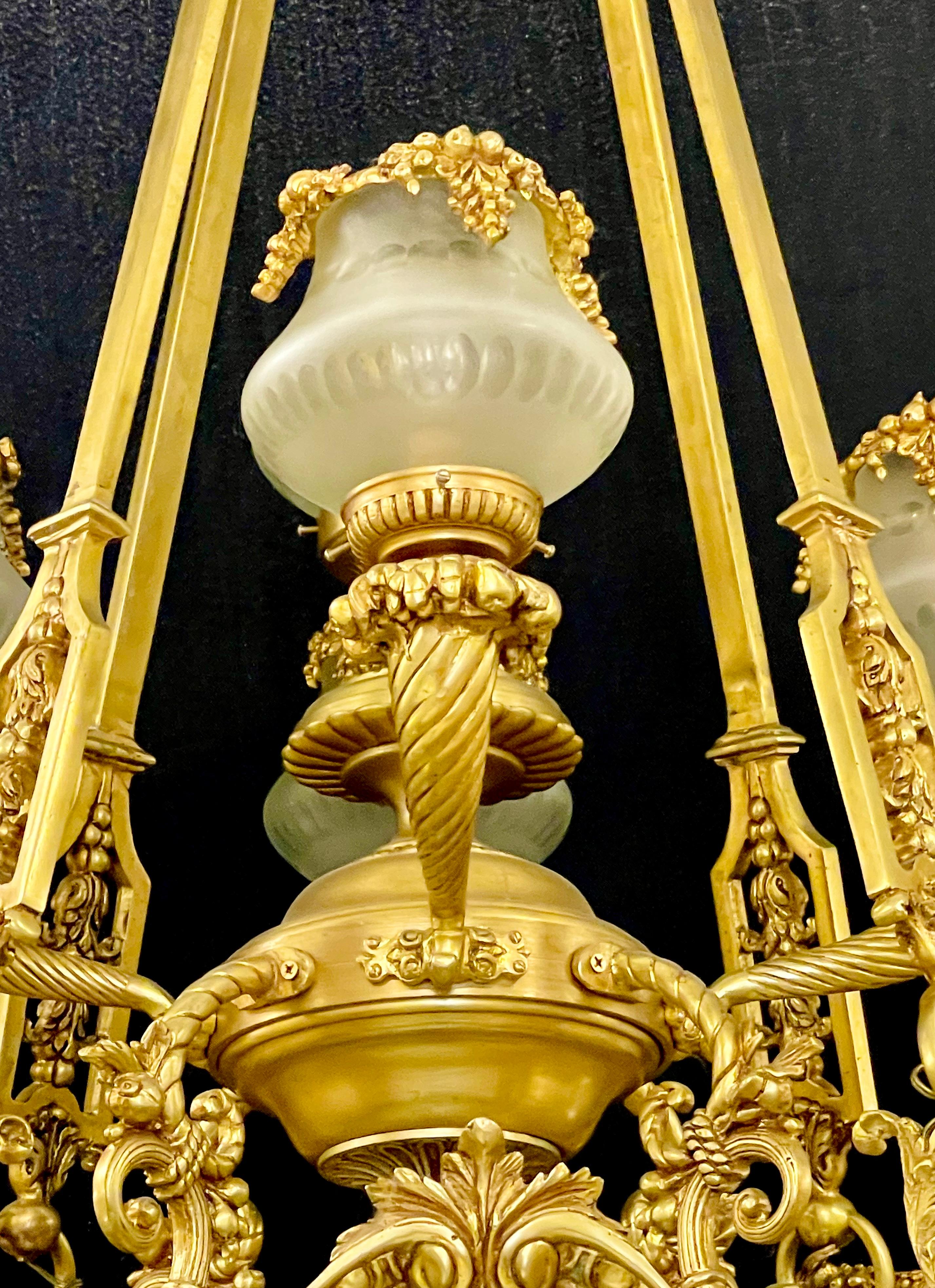 Pair of Louis XVI Style Bronze Chandeliers For Sale 10