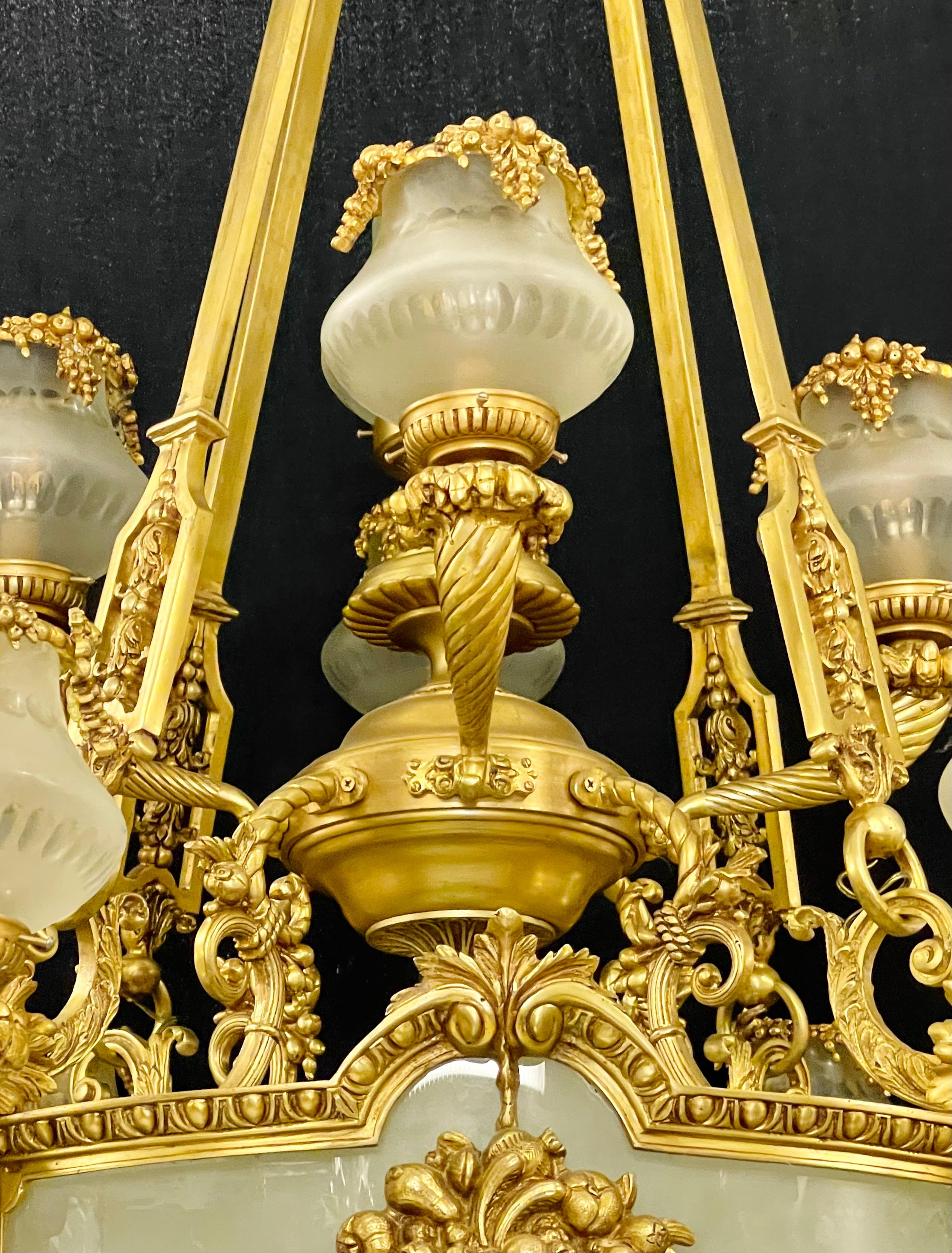 Pair of Louis XVI Style Bronze Chandeliers For Sale 14