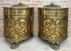 Pair of Louis XVI Style Bronze Demilune Cabinets, Early 20th Century