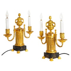 Pair of Louis XVI Style Bronze Table Lamps by Edward Caldwell ca. 1900