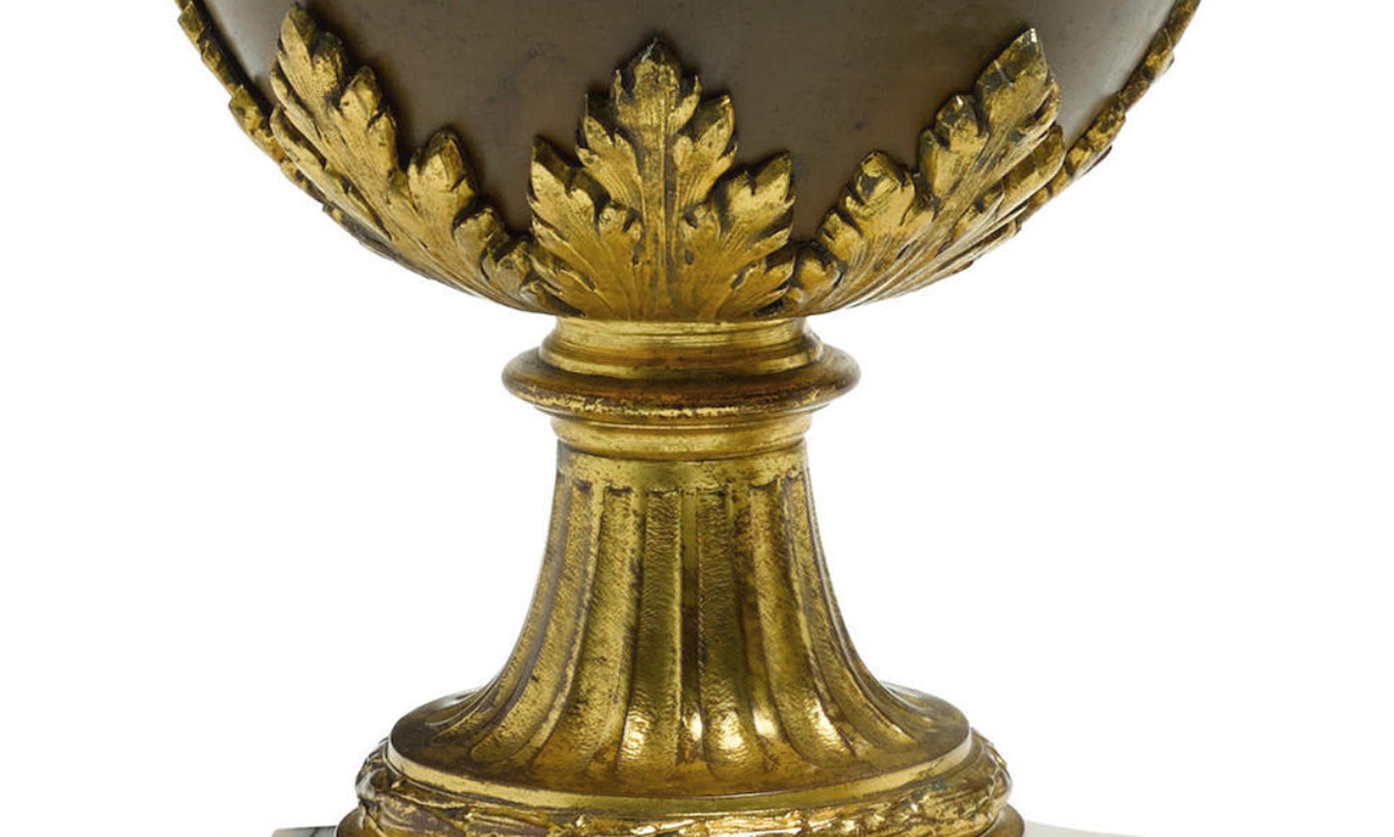 French Pair of Louis XVI Style Bronze Urns, 19th Century