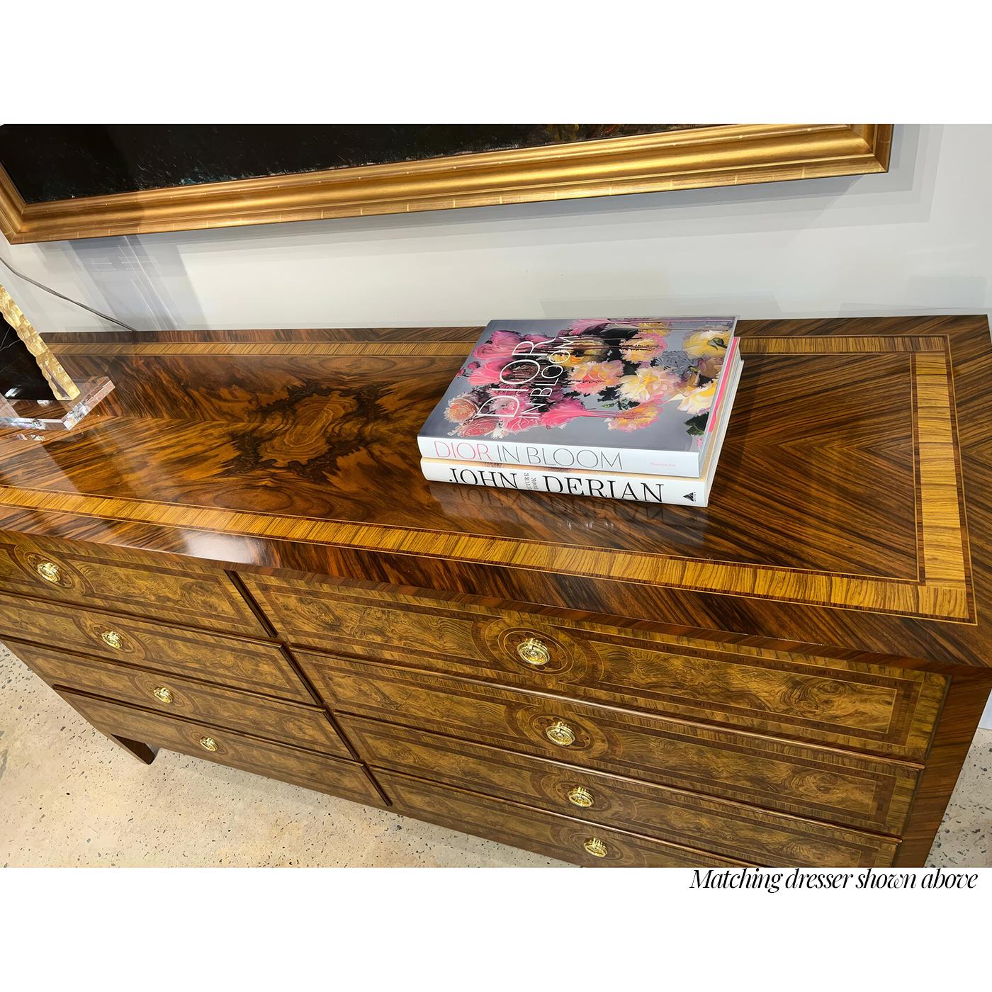 Pair of Louis XVI Style Burl Nightstands In New Condition For Sale In Westwood, NJ