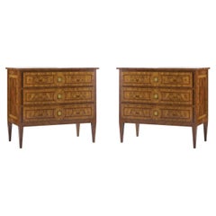 Pair of Louis XVI Style Burl Nightstands