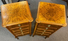 Pair of Louis XVI Style Burl Walnut Semainier Chests