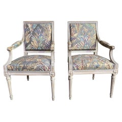 Pair of Louis XVI style cabriolet armchairs
