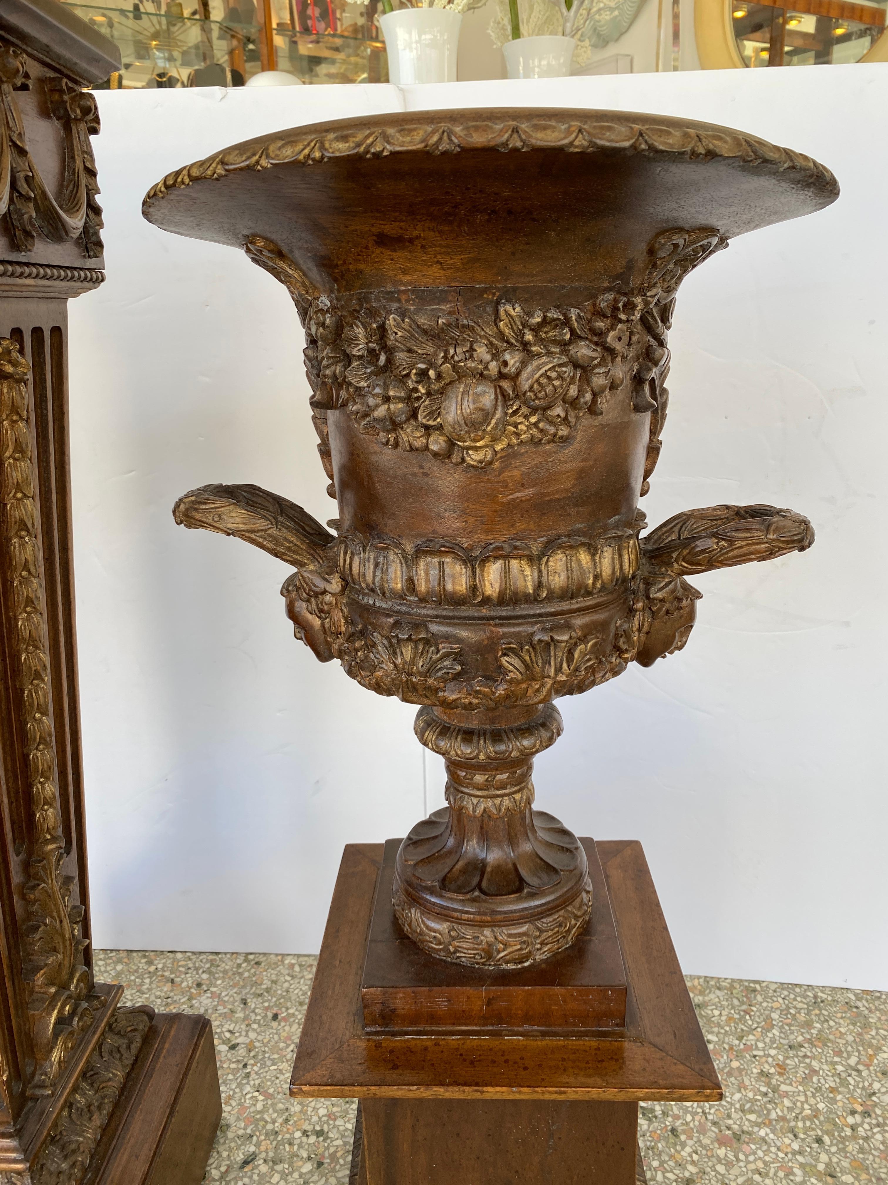 Pair of Louis XVI Style Campana Urns on Pedestals For Sale 3