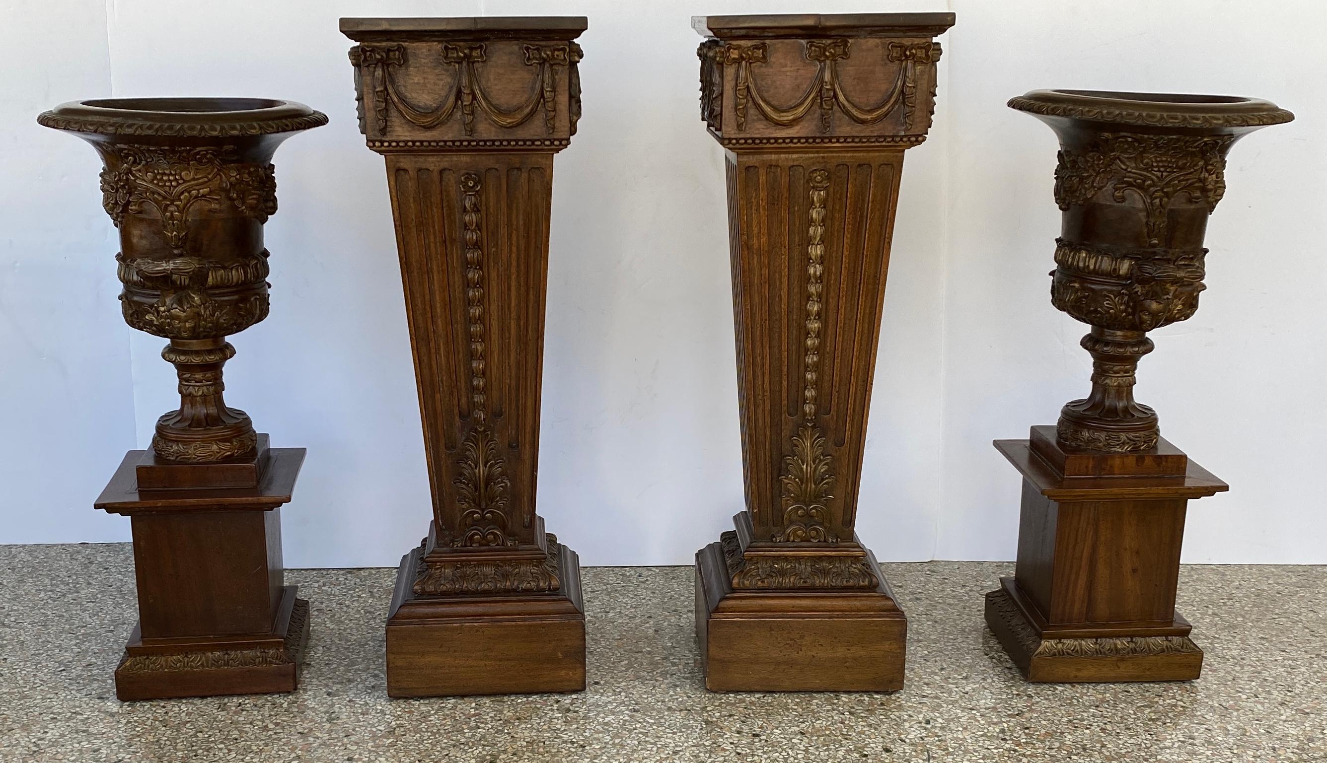 Pair of Louis XVI Style Campana Urns on Pedestals For Sale 6