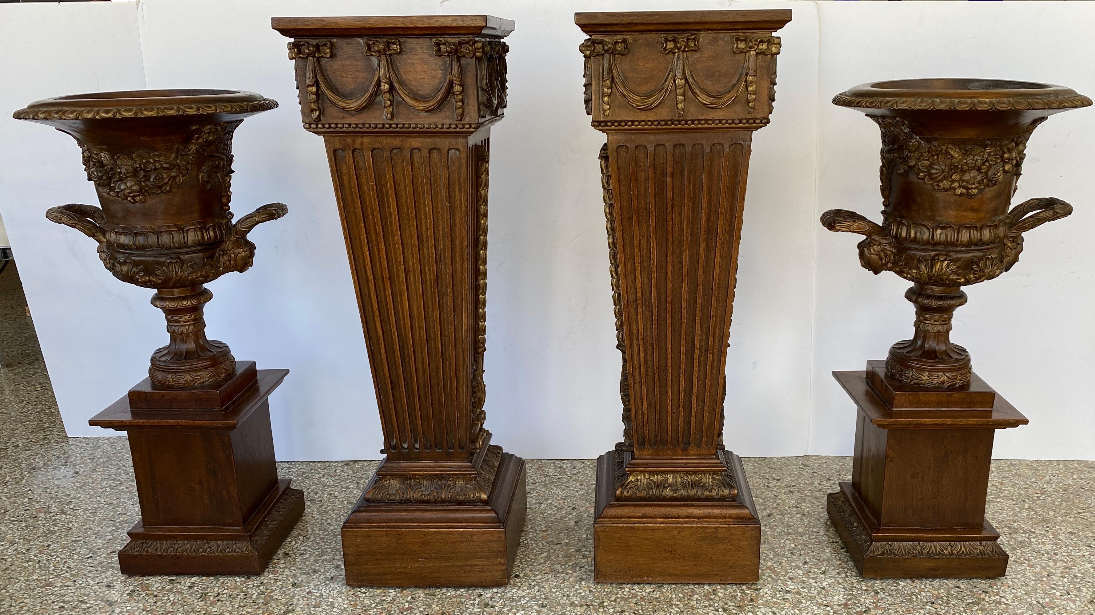 Pair of Louis XVI Style Campana Urns on Pedestals For Sale 7