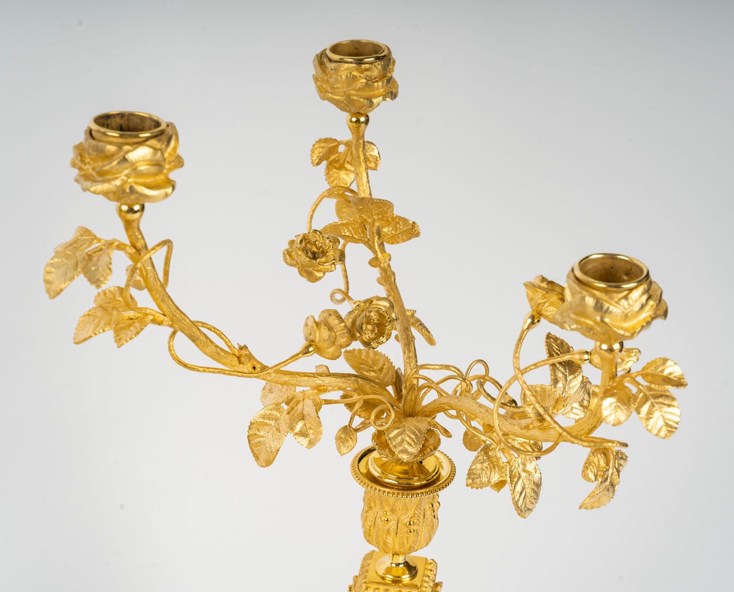 Bronzo Coppia di candelabri in stile Luigi XVI, XIX secolo. in vendita