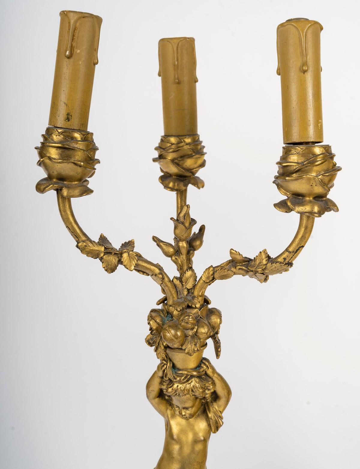 Pair of Louis XVI Style Candelabra, 19th Century, Signed Barbedienne. In Good Condition For Sale In Saint-Ouen, FR