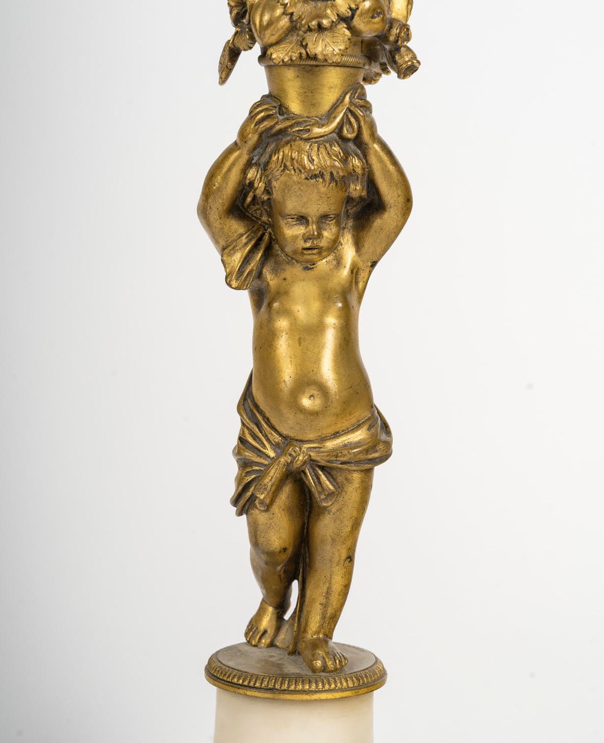 Pair of Louis XVI Style Candelabra, 19th Century, Signed Barbedienne. For Sale 1