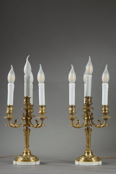 Paar Kandelaber im Stil Louis XVI aus vergoldeter Bronze