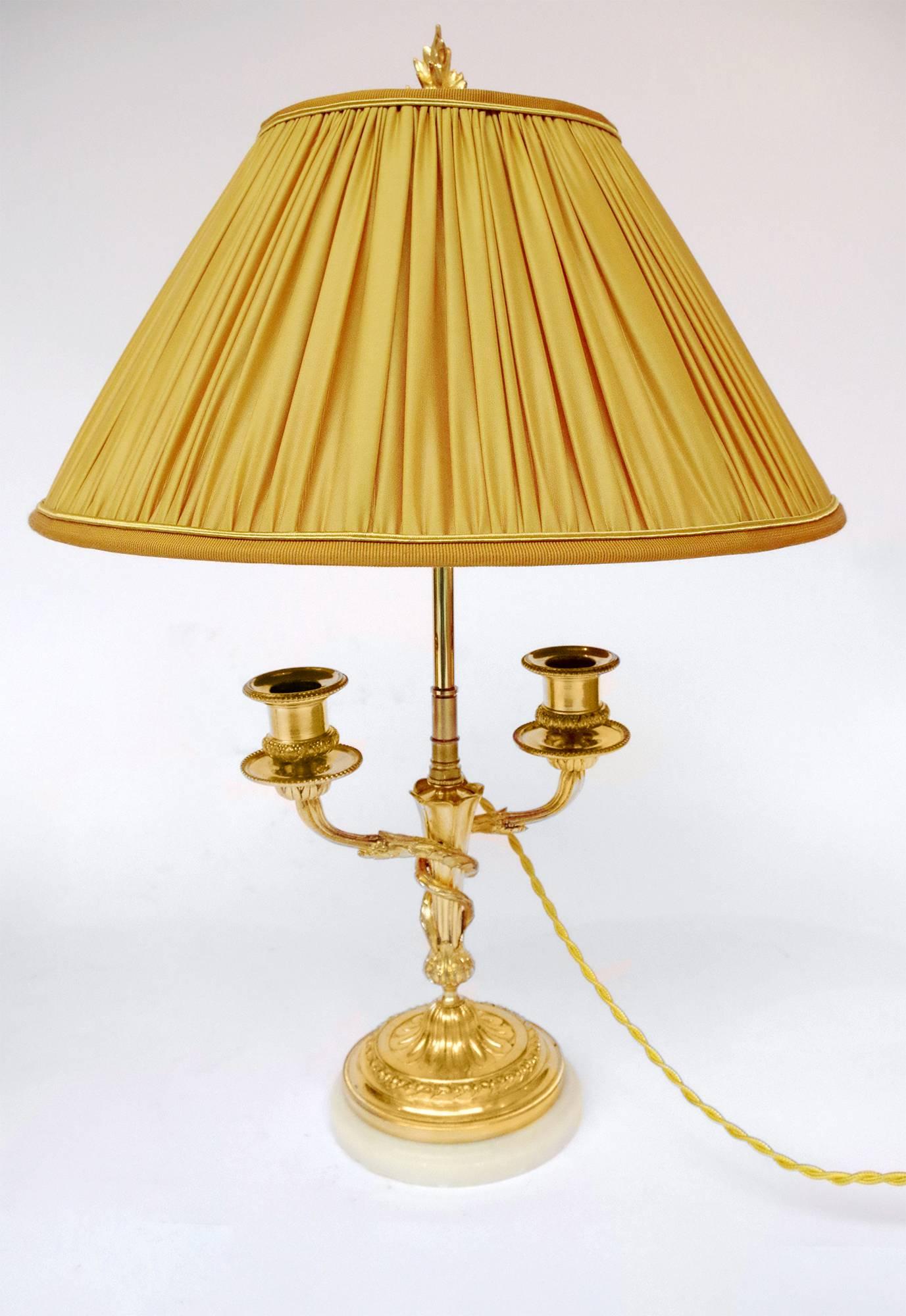 19th Century Pair of Louis XVI Style Candlesticks in Gilt Bronze-Mounted in Lamps, circa 1880