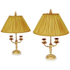 Pair of Louis XVI Style Candlesticks in Gilt Bronze-Mounted in Lamps, circa 1880