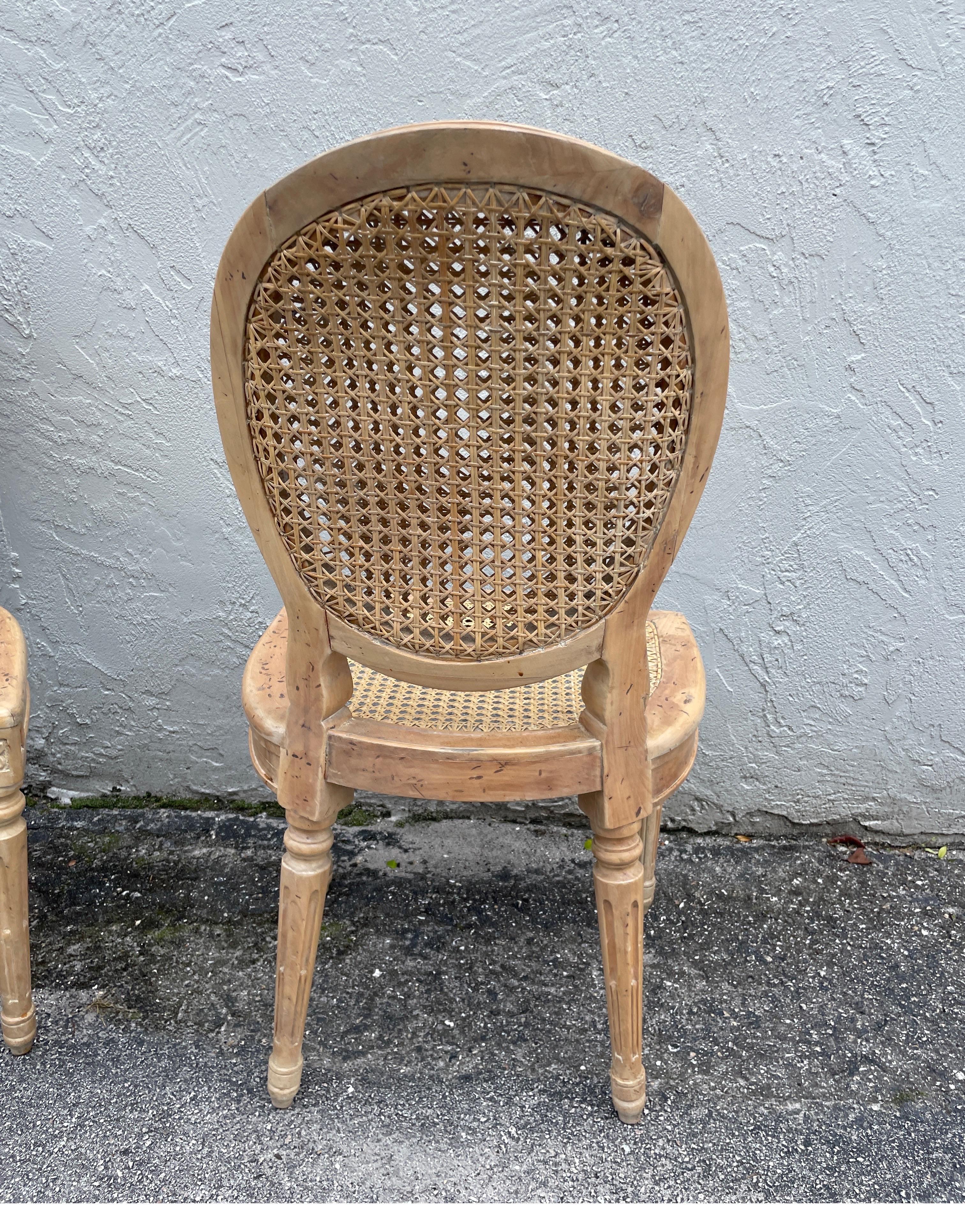 Pair of Louis XVI Style Caned Side Chairs For Sale 6