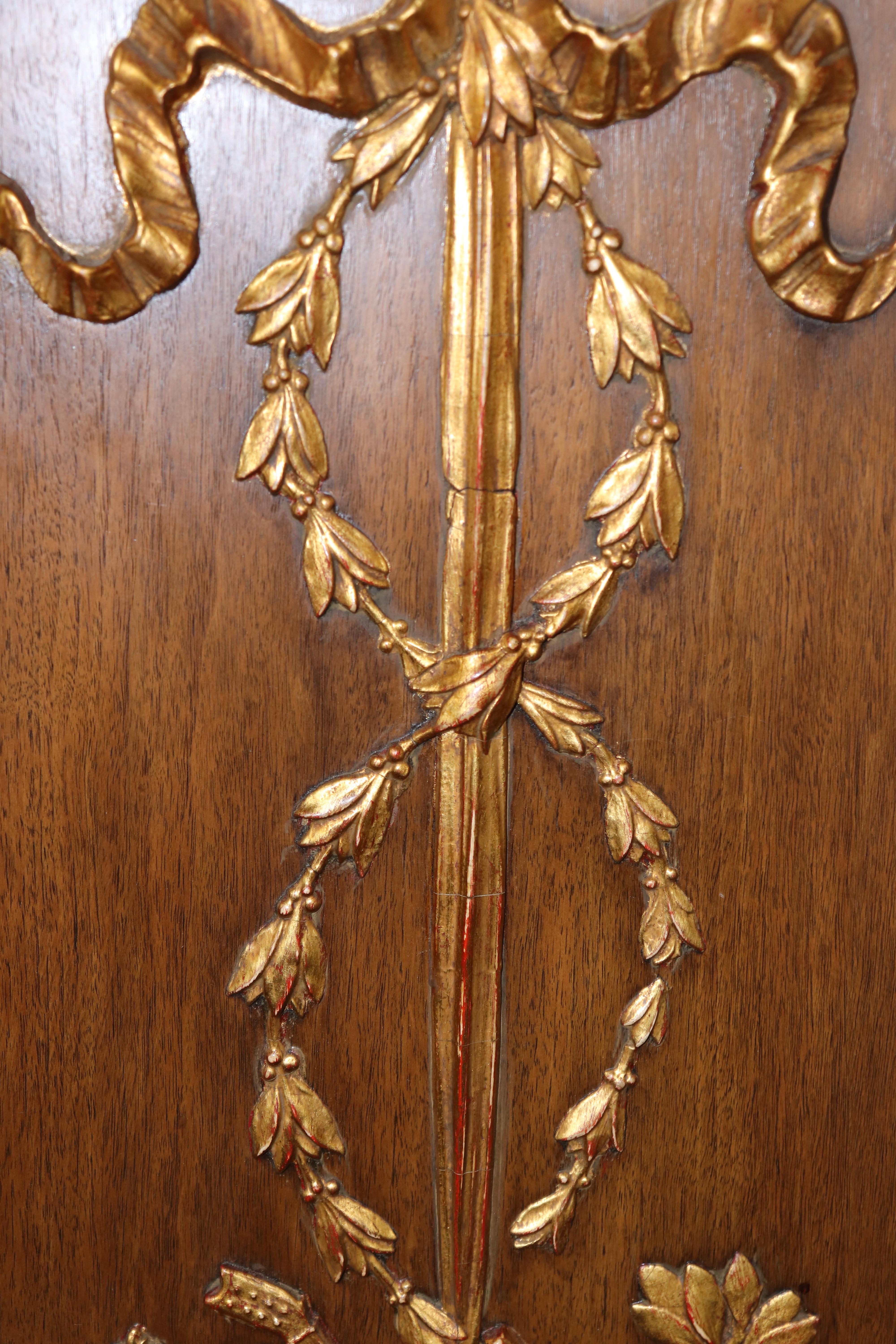 Pair of Louis XVI Style Carved Gilt Accent Neoclassical Wall Panels For Sale 3