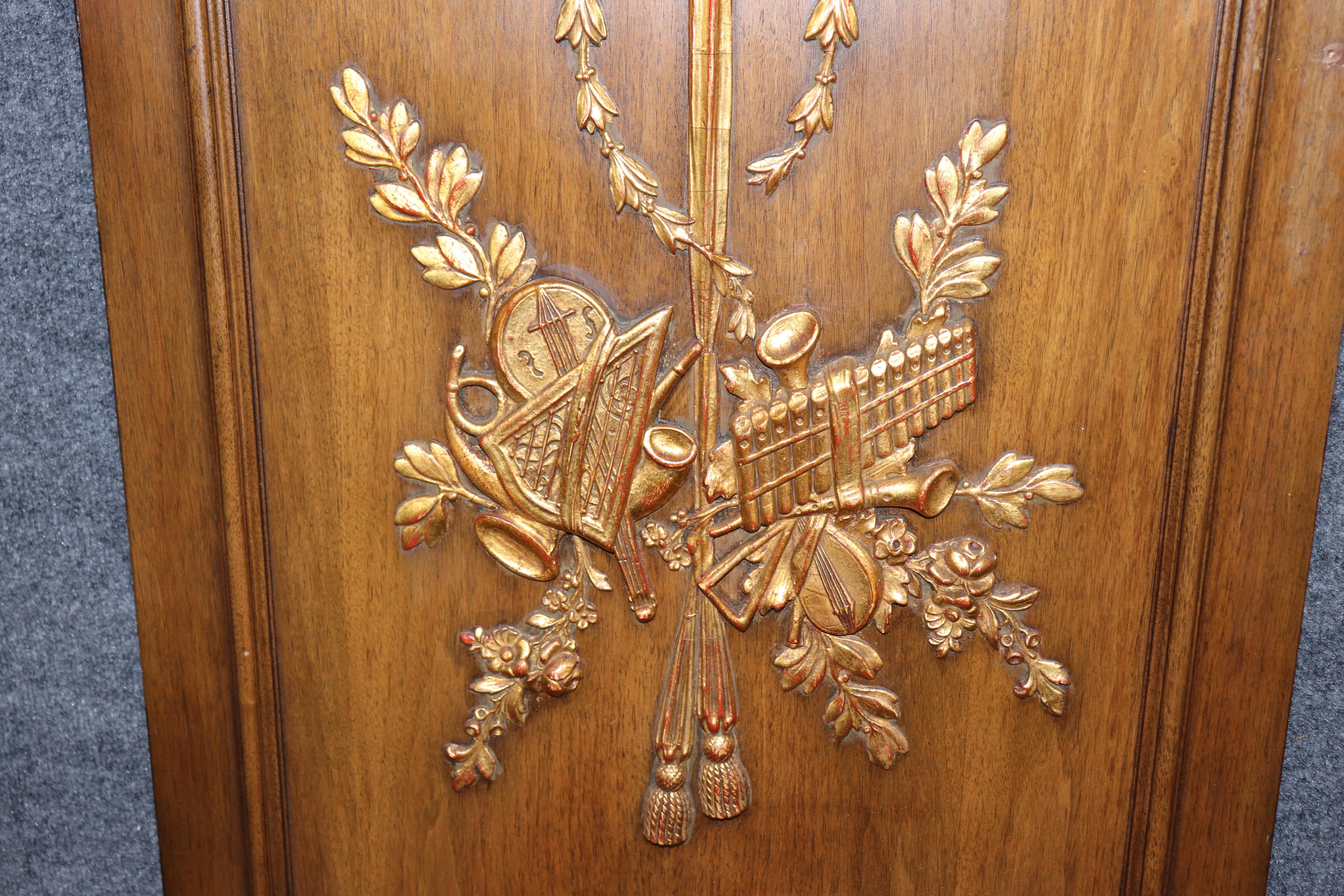 Pair of Louis XVI Style Carved Gilt Accent Neoclassical Wall Panels For Sale 5