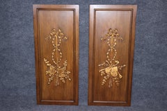 Pair of Louis XVI Style Carved Gilt Accent Neoclassical Wall Panels