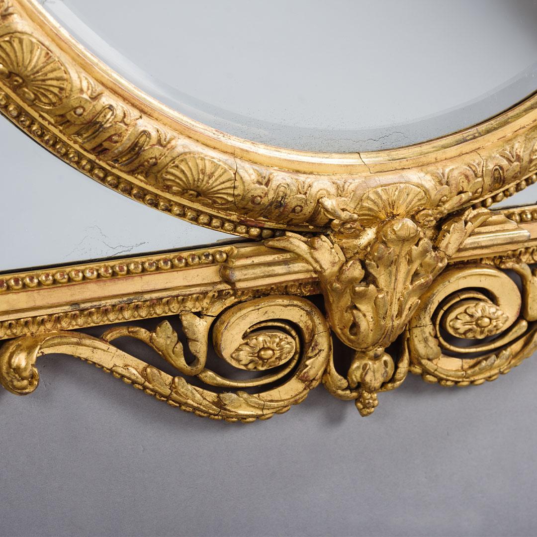 XIXe siècle Paire de Miroirs à Cadre Marginal Sculpté de Style Louis XVI en vente