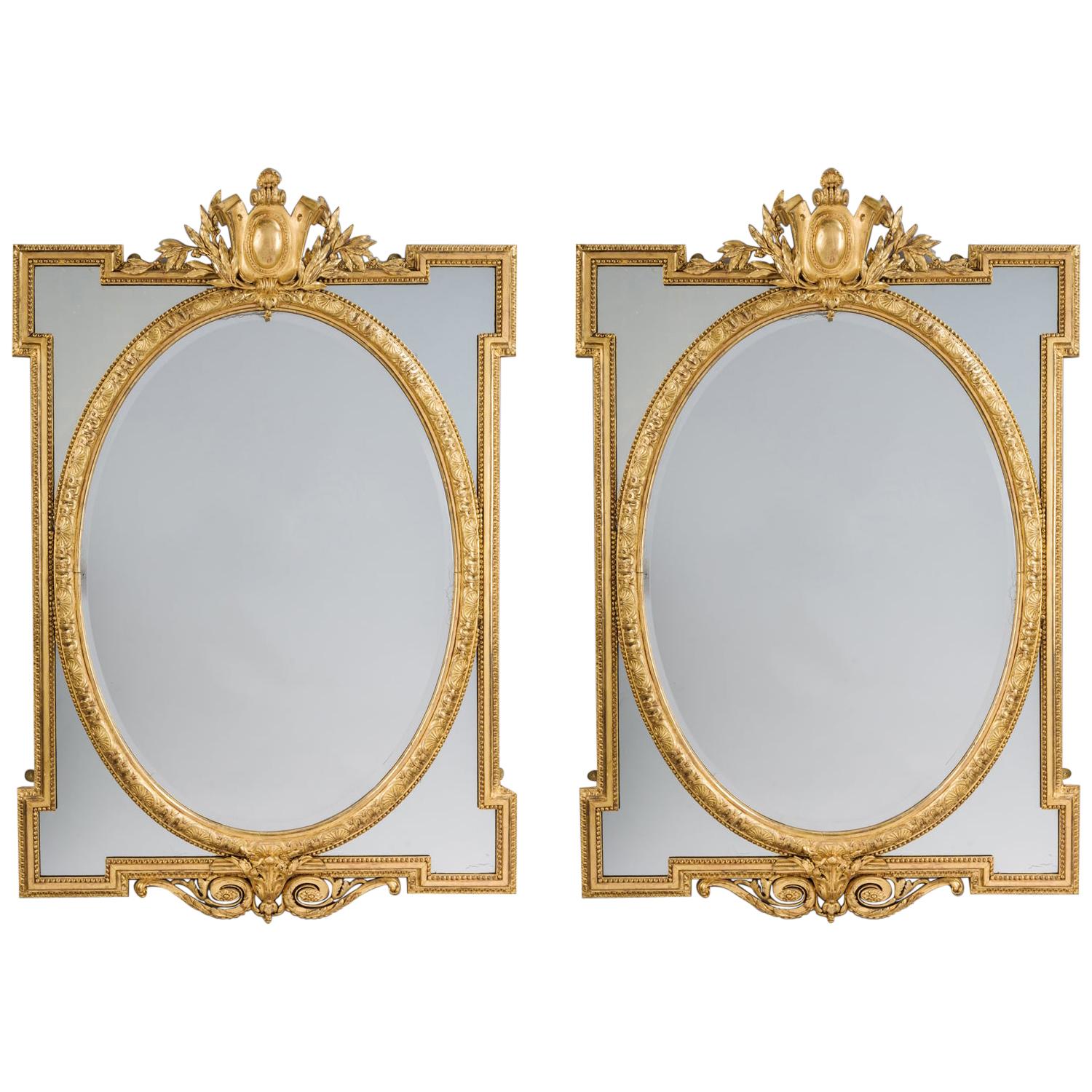 Louis XVI Style Marginal Frame Mirror, French, circa 1890 For Sale at