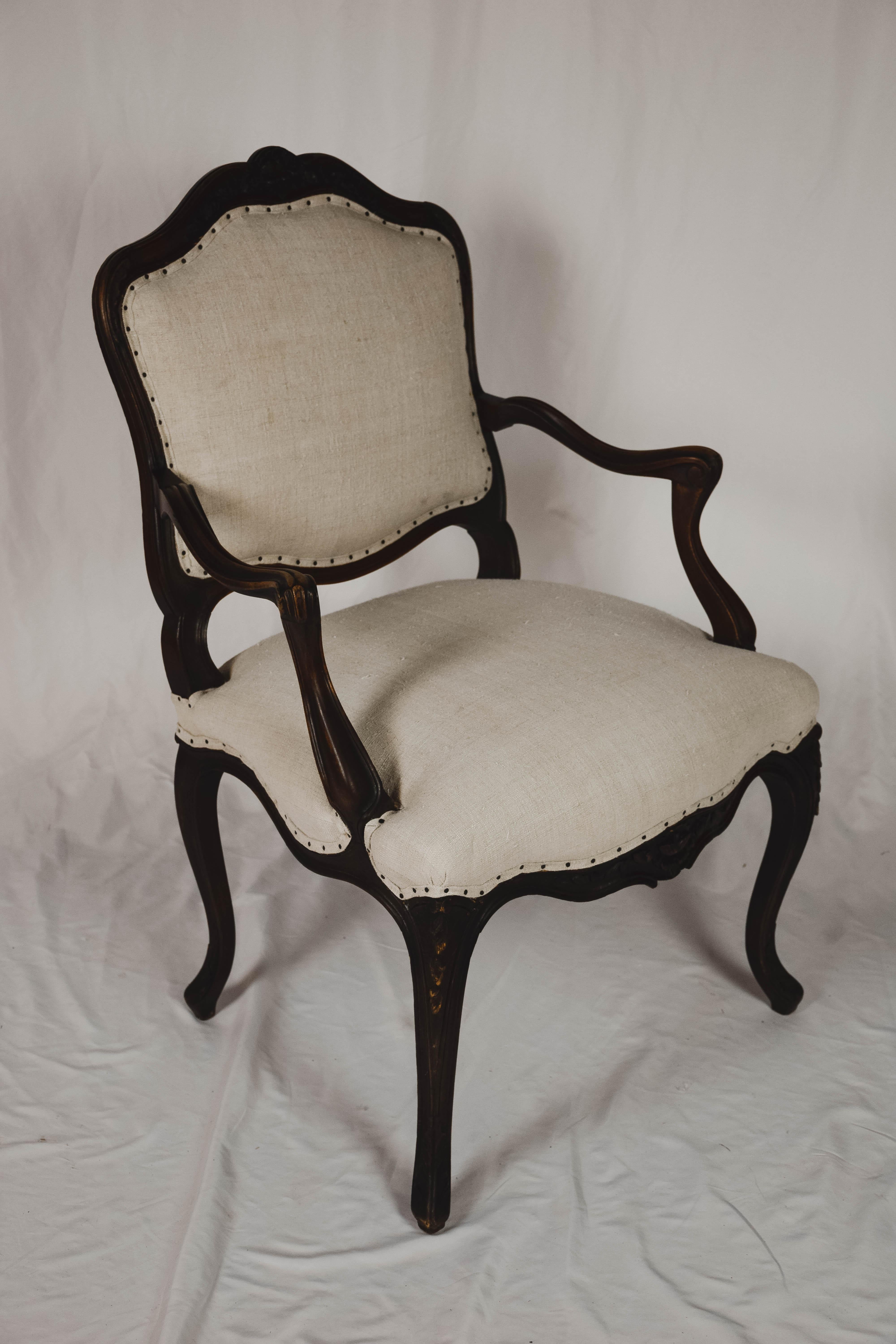 Pair of Louis XVI Style Carved Walnut Fauteuils Armchairs 7