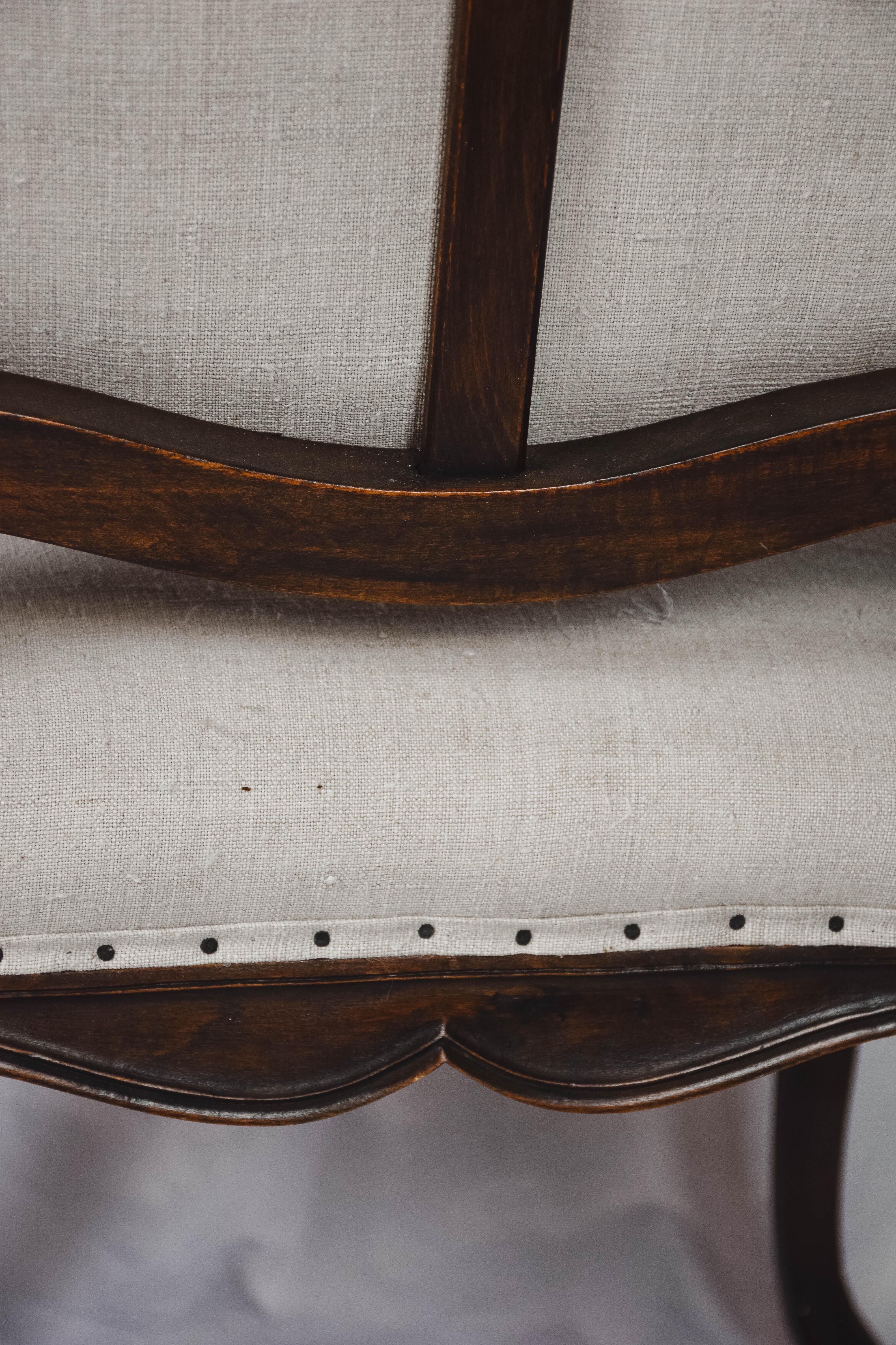 18th Century Pair of Louis XVI Style Carved Walnut Fauteuils Armchairs