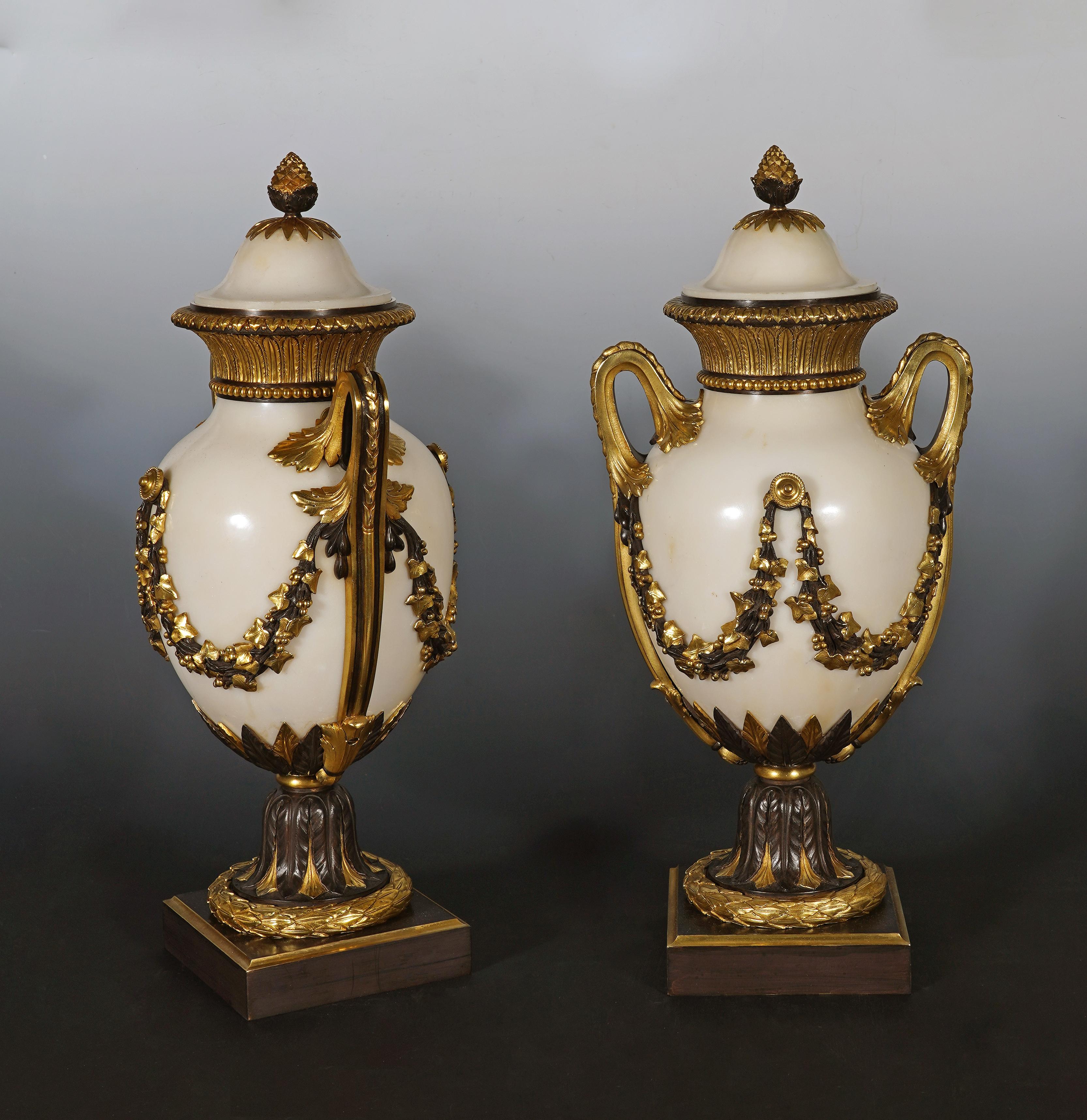 French Pair of Louis XVI style Cassolettes attr. to H. Vian, France, circa 1890 For Sale