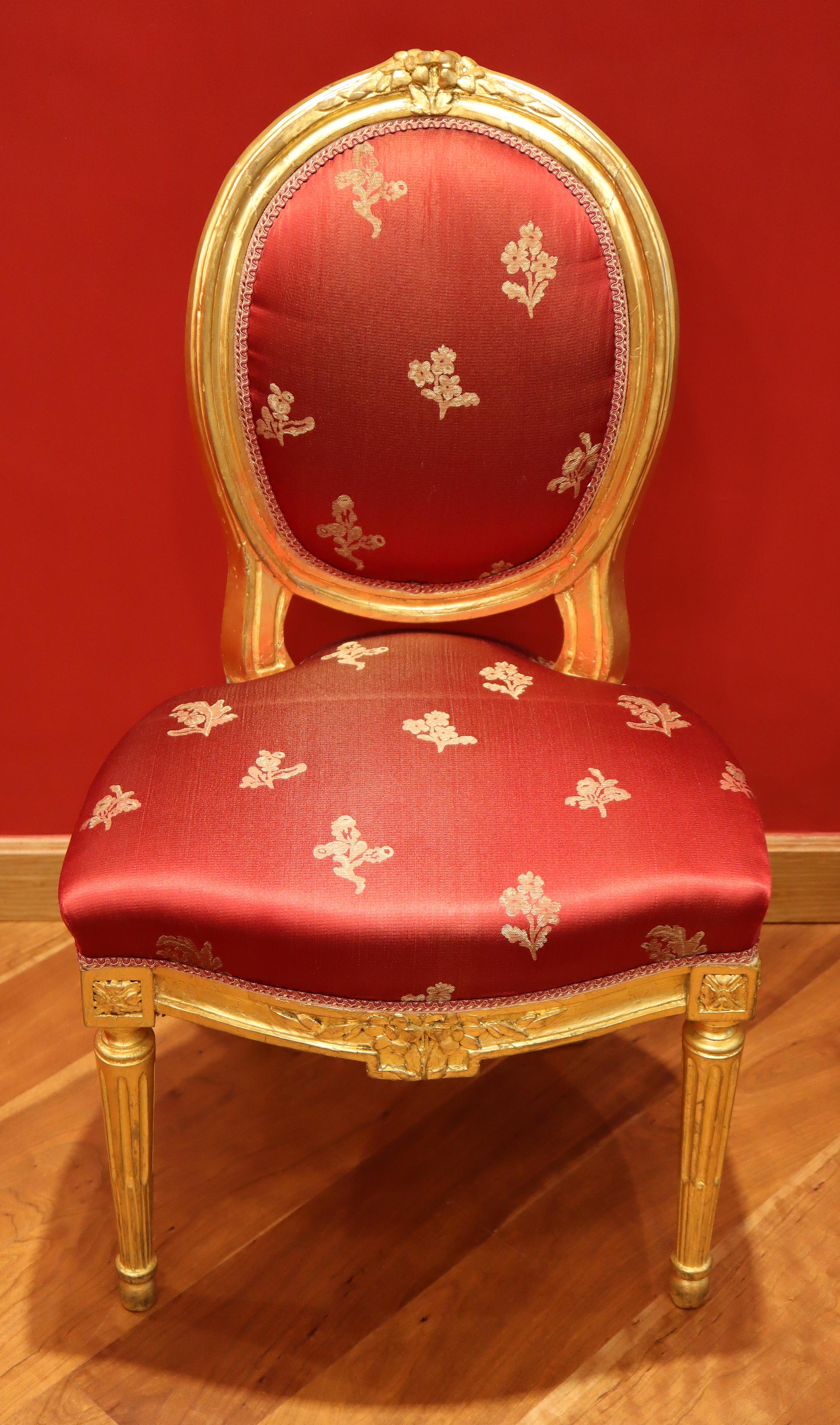 Silk Pair of Louis XVI Style Chair French, 18th Century