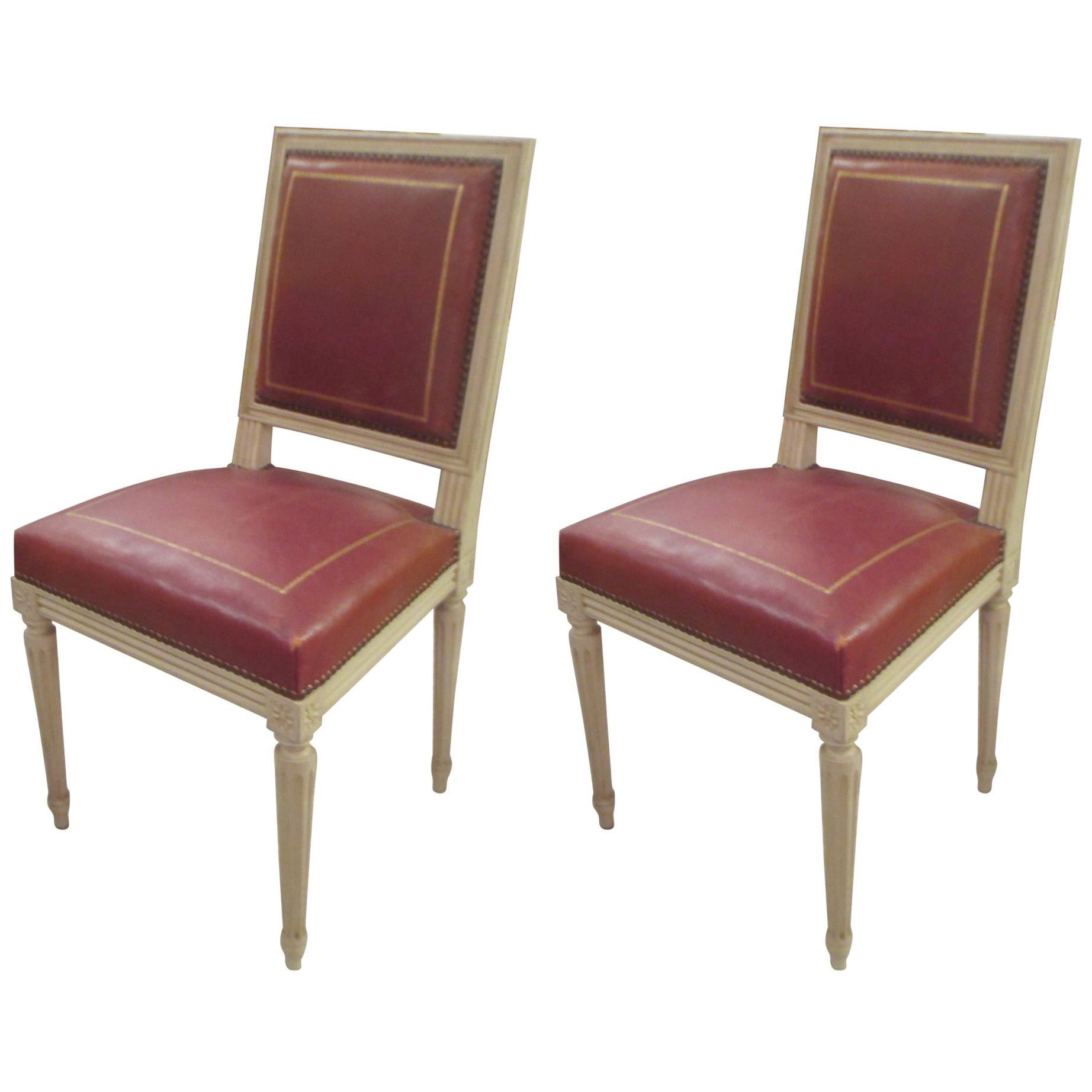 Pair of Louis XVI Style Chairs, Attributed to Maison Jansen