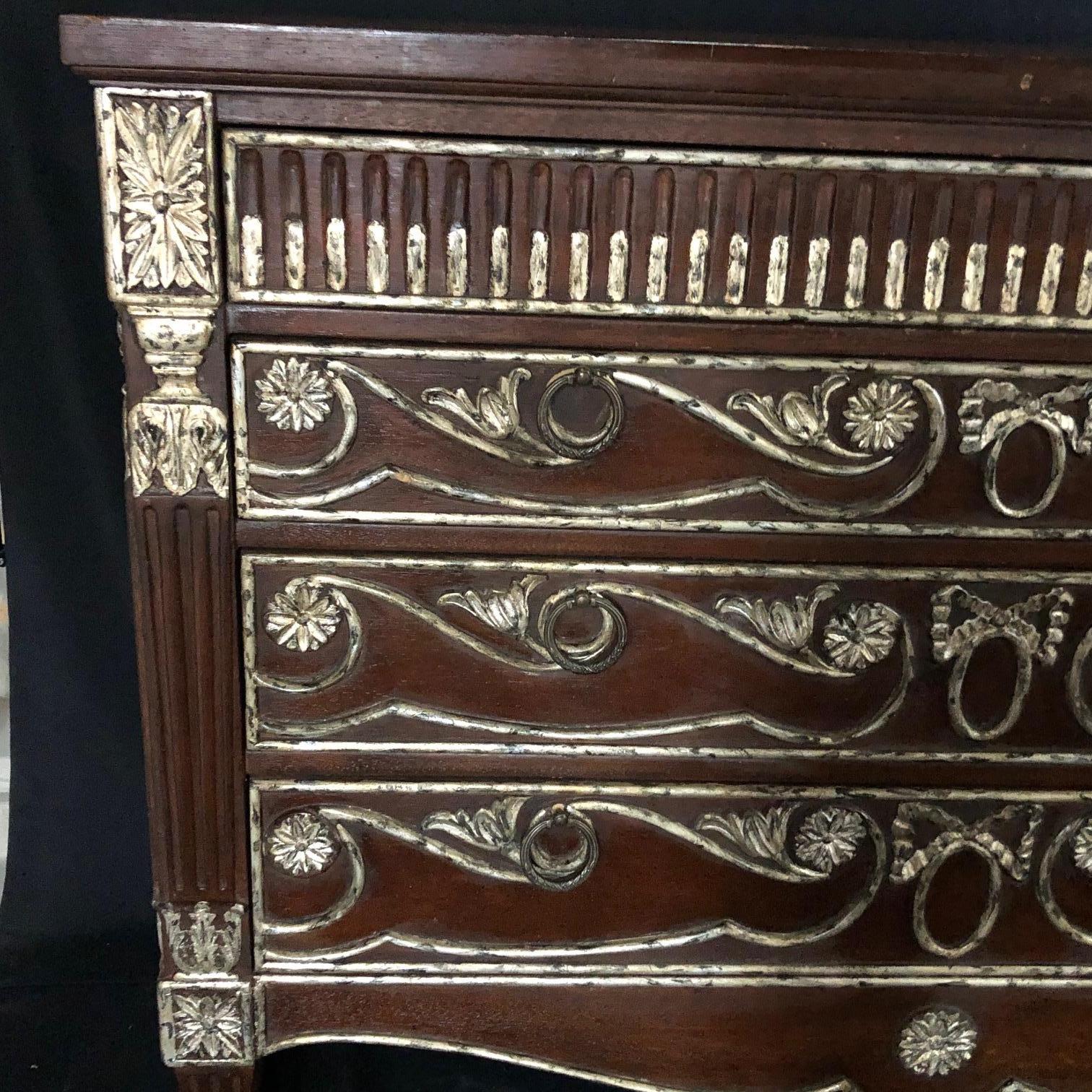 Silver Pair of Louis XVI Style Chests of Drawers or Commodes For Sale