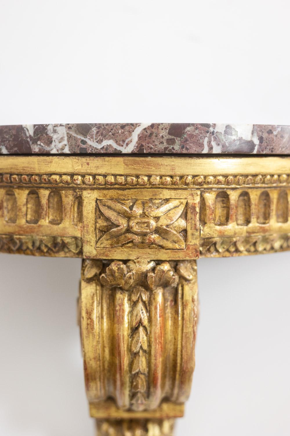 French Pair of Louis XVI style consoles from the Napoleon III period. Circa 1880. For Sale