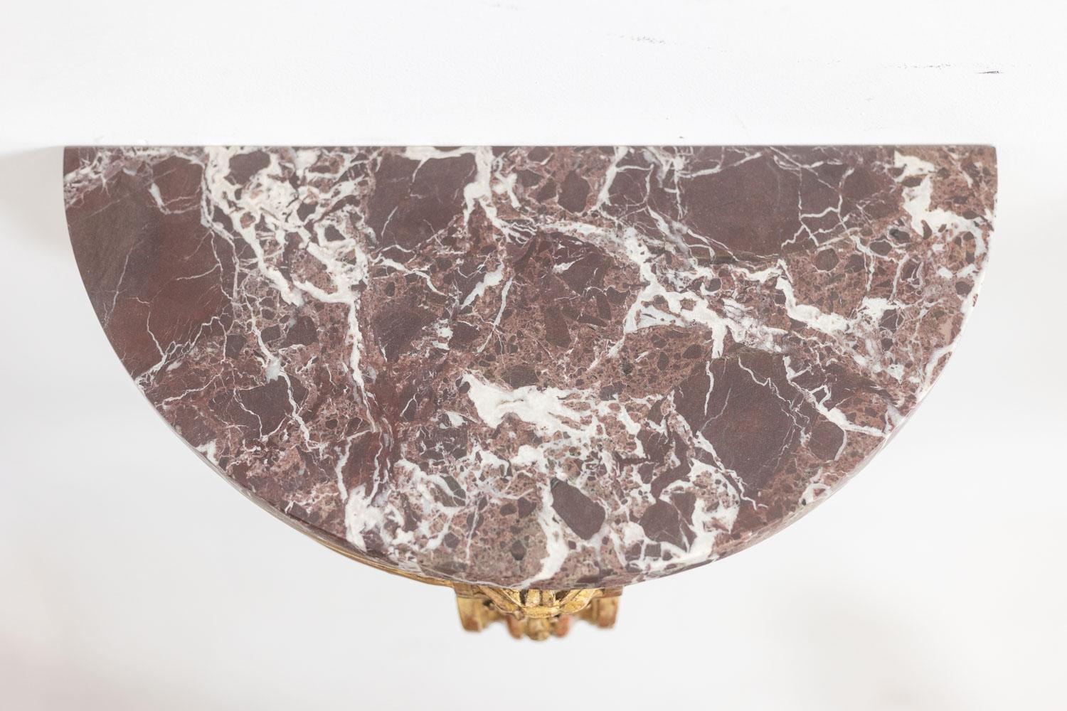 Marble Pair of Louis XVI style consoles from the Napoleon III period. Circa 1880. For Sale
