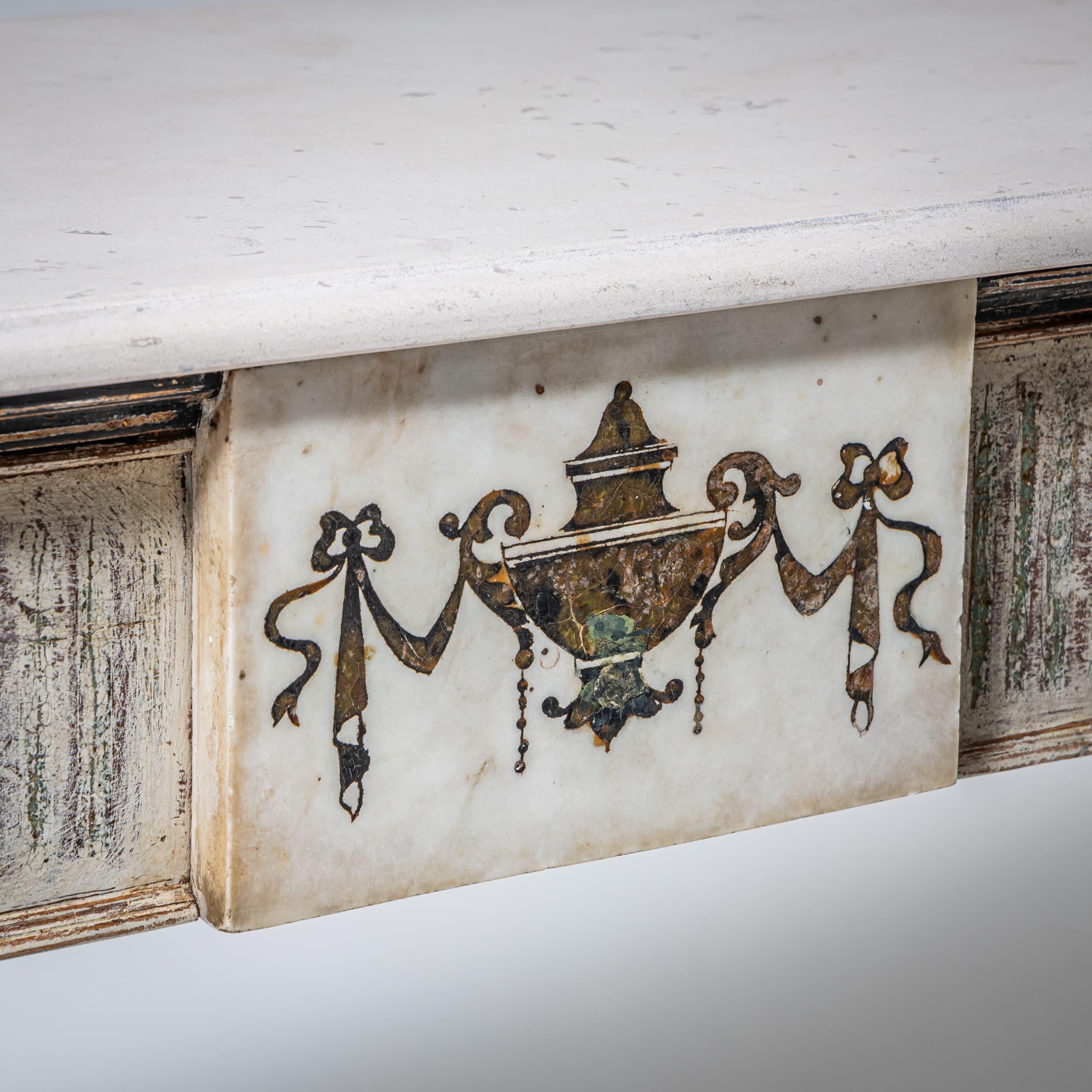 Pair of Louis XVI Style Consoles with Cast Stone Tops, 20th Century For Sale 3