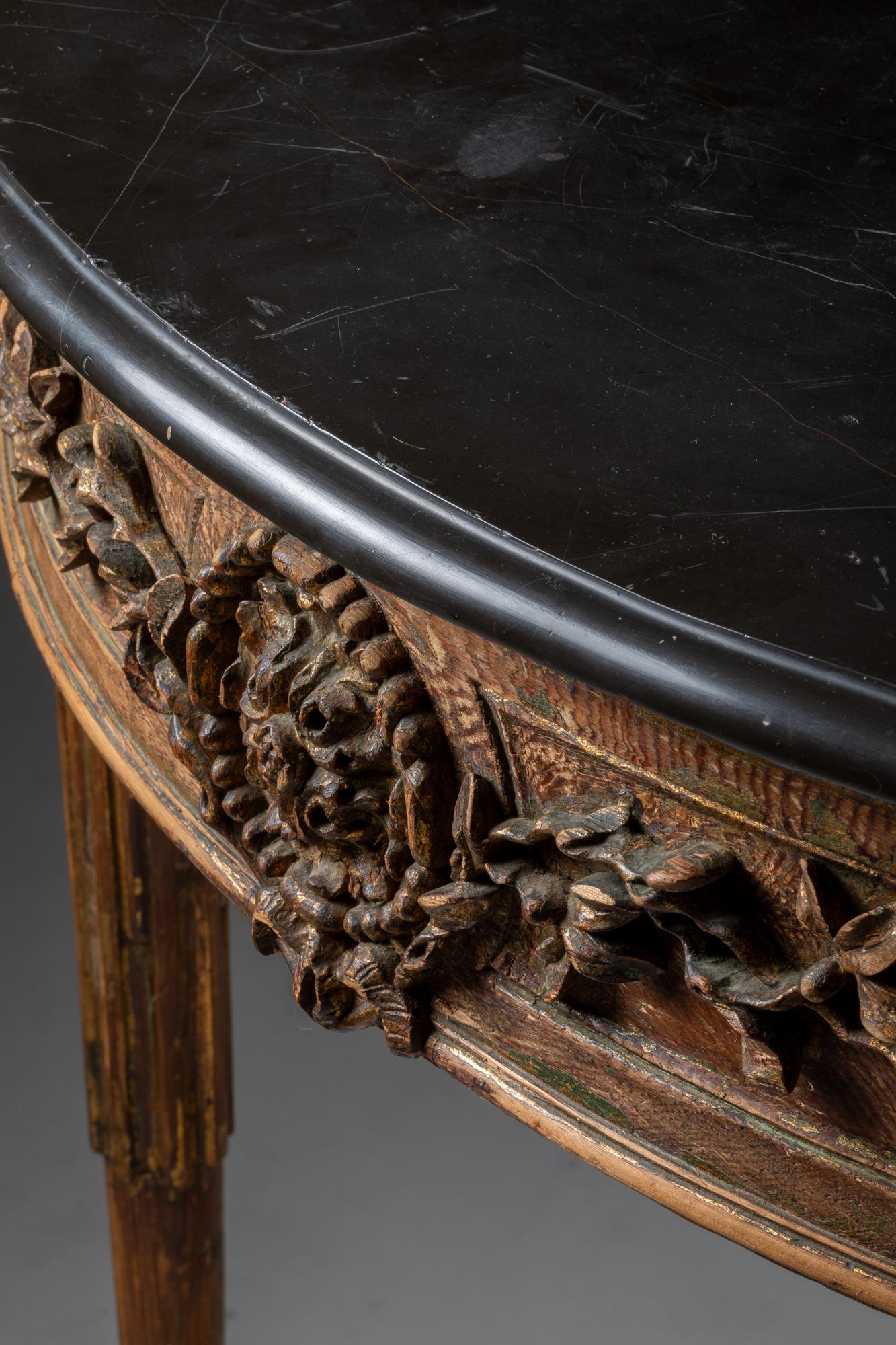 Marble Pair of Louis XVI Style Corner Tables, Portugal 19th Century by Lucien Donnat For Sale
